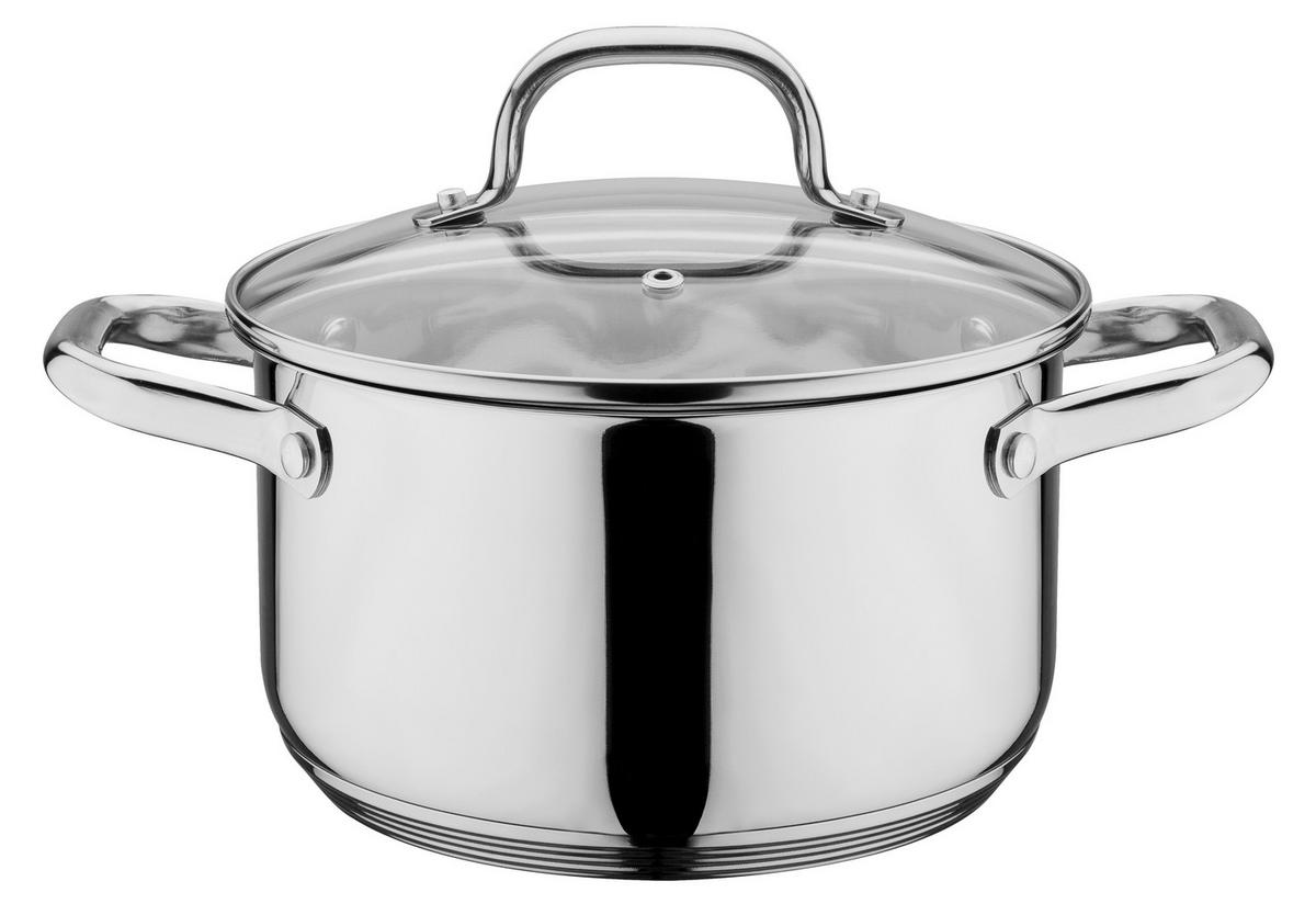 Set Posod Trentino, 5-Delni - barve nerjavečega jekla/prozorno, Basics, kovina/steklo - GSW