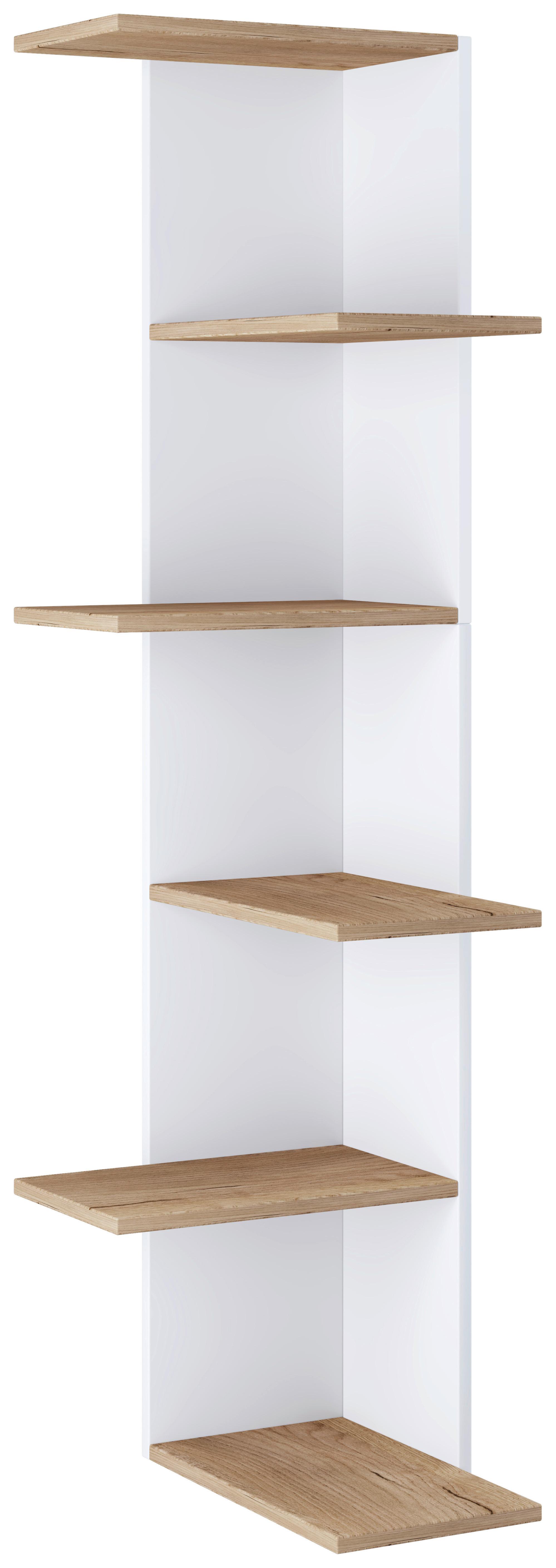 Eckregal BALOS XL Weiß ca. 37x140x37 cm - Honigeiche/Weiß, LIFESTYLE, Holzwerkstoff (37/140/37cm) - MID.YOU