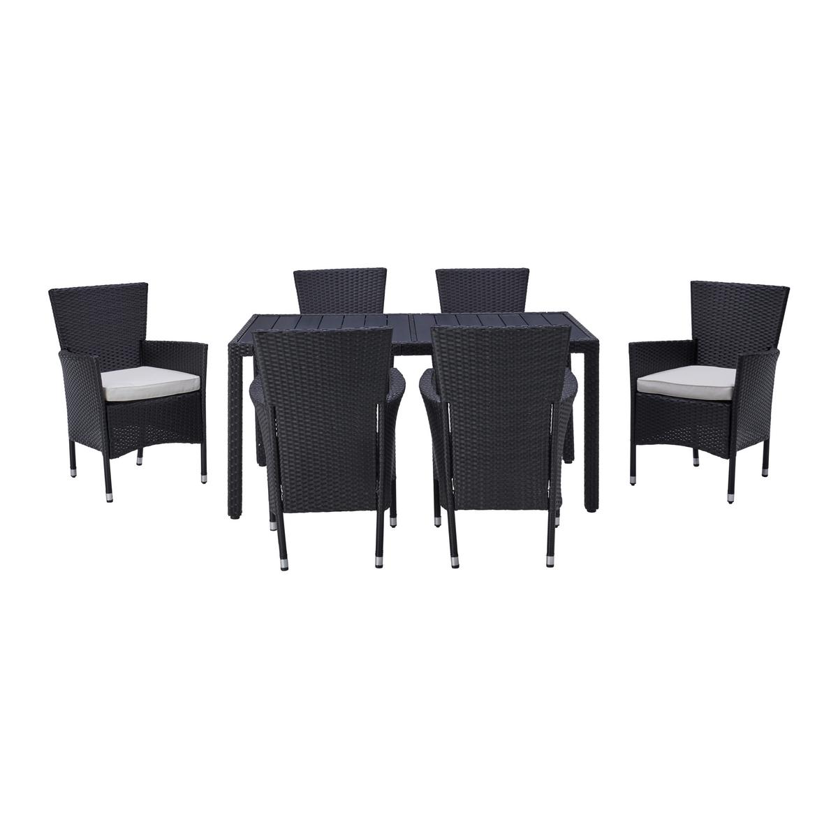 Vrtna Garnitura Mailand, Črna, Krem, 7-Delni Set - črna/krem barve, Moderno, kovina/umetna masa (150/75/90cm) - Beldano