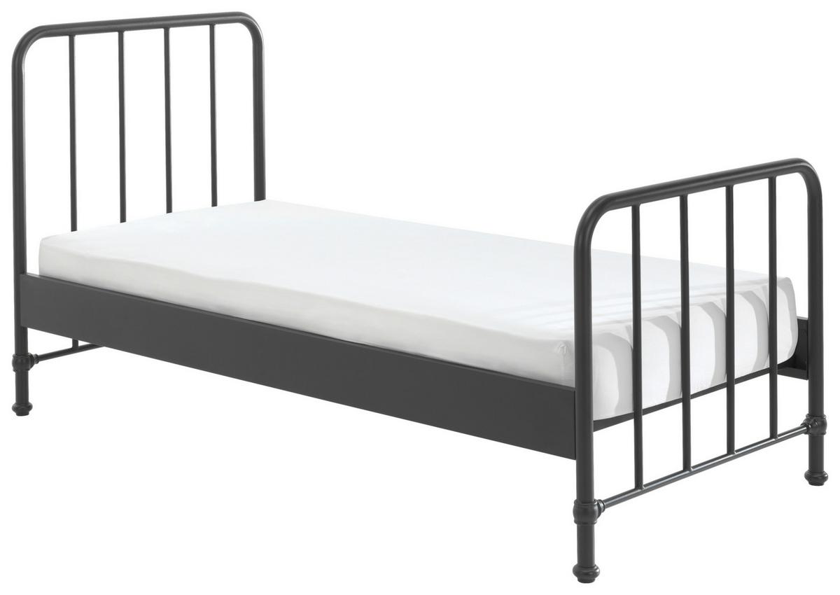 Kinder-/Juniorbett Bronxx ca. 90x200 cm Schwarz Matt - Schwarz, MODERN, Holz/Metall (90/200cm) - MID.YOU