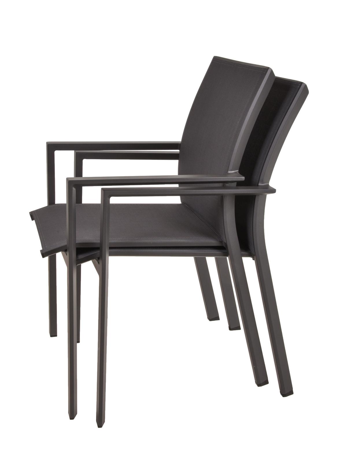 Gartenset Elena 3-tlg. Dunkelgrau/Schwarz - Dunkelgrau/Schwarz, Basics, Kunststoff/Metall (56,5/89/61cm) - Gardenson