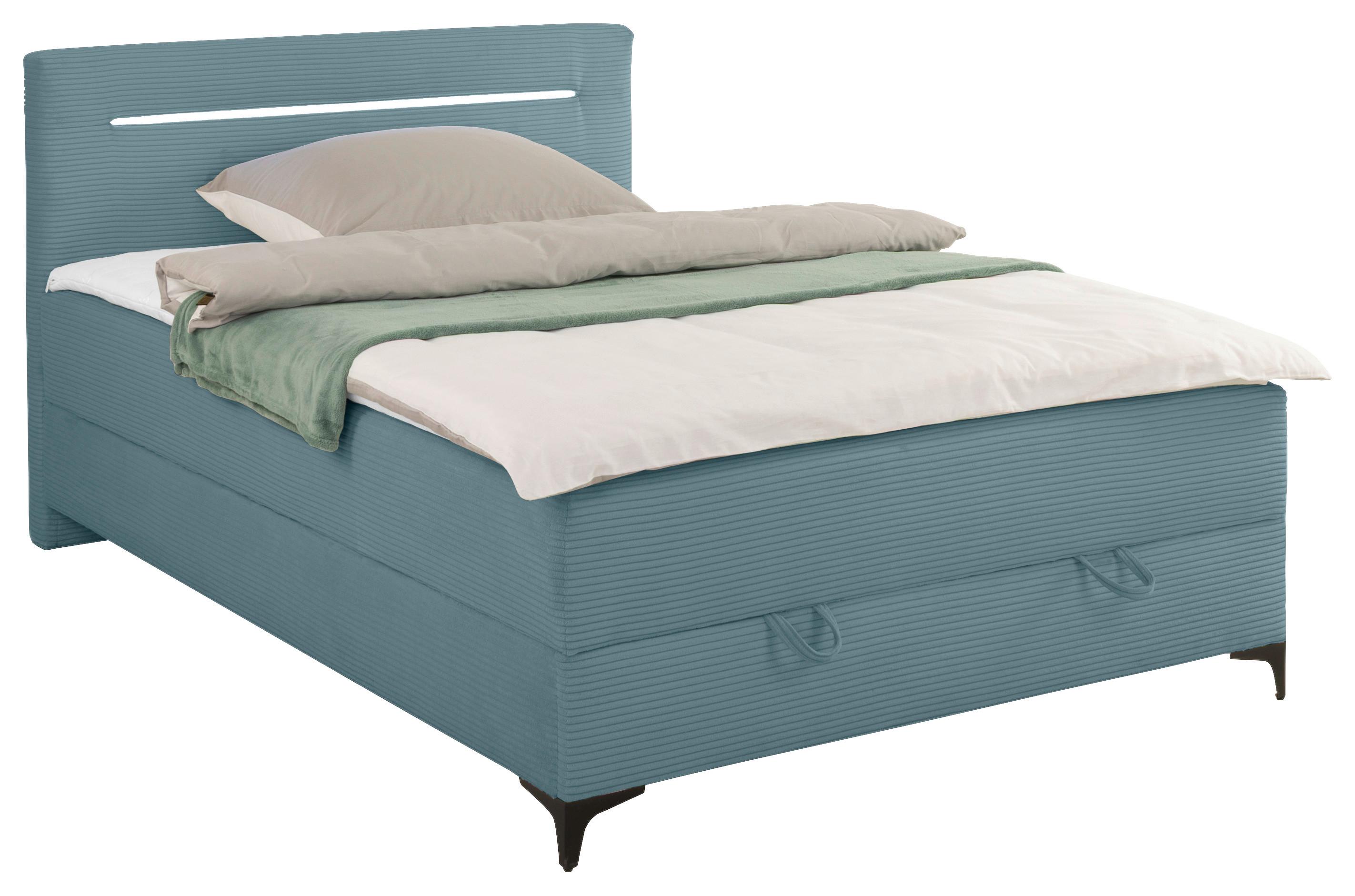 Boxbett Jerry Smaragdgrün ca. 120x200cm - Smaragdgrün/Schwarz, KONVENTIONELL, Textil (120/200cm) - Mömax