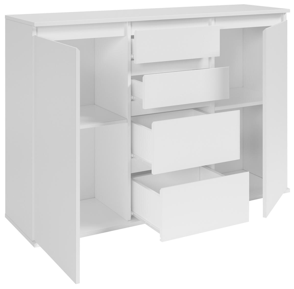 KOMODA BREST - biały/szary, Design, materiał drewnopochodny/tworzywo sztuczne (119/84/35cm) - Boxxx