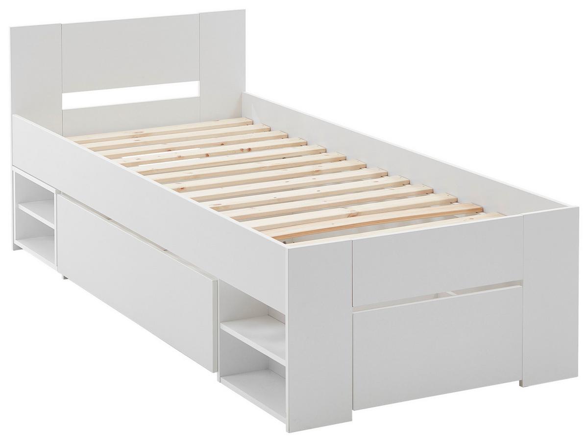Bett Azurro 2-90 Weiß - Weiß, MODERN, Holzwerkstoff (90/200cm) - Mömax