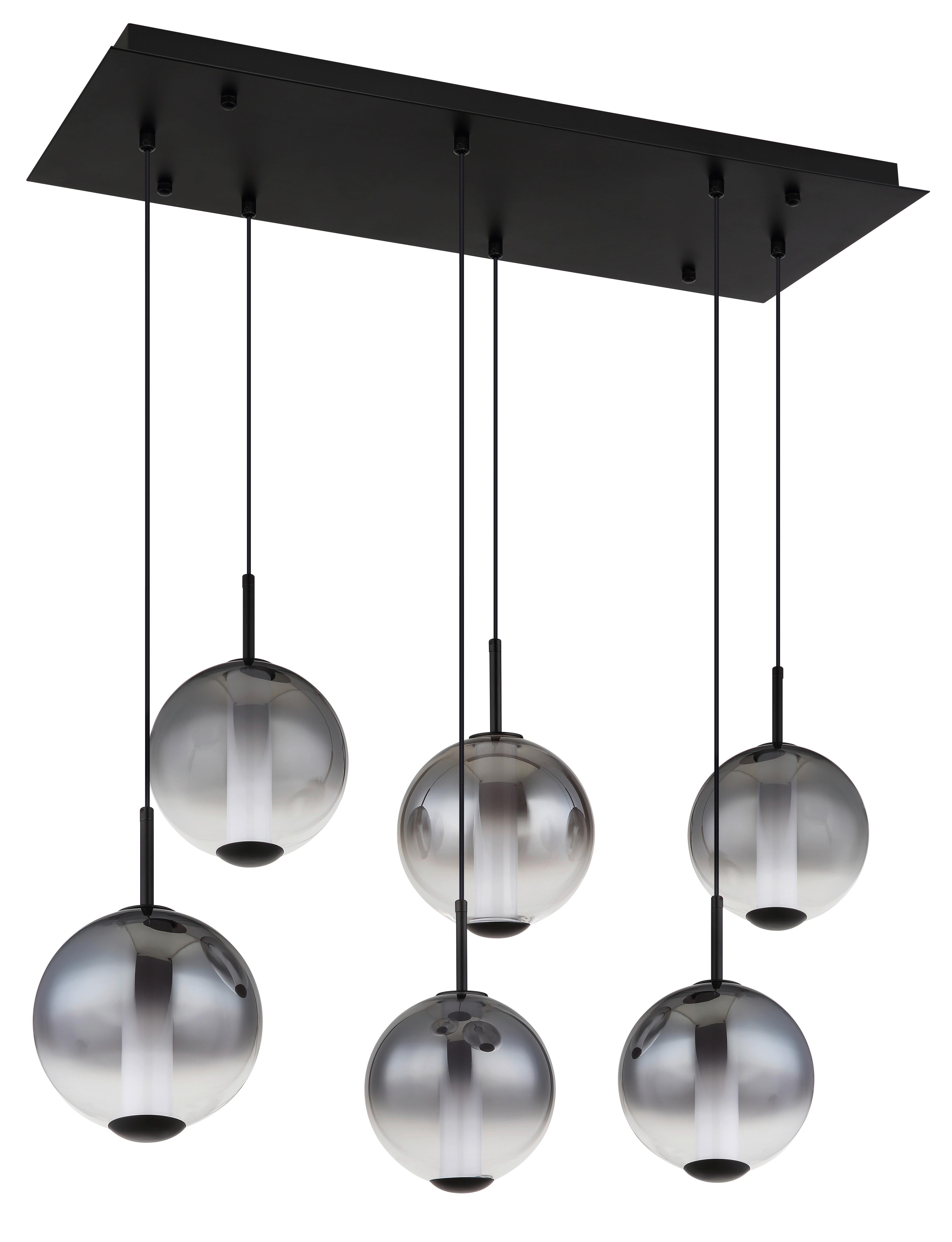LED-HÄNGELEUCHTE 15798-6H LACY - Weiss/Schwarz, Konventionell, Glas/Kunststoff (100/49/120cm) - Globo