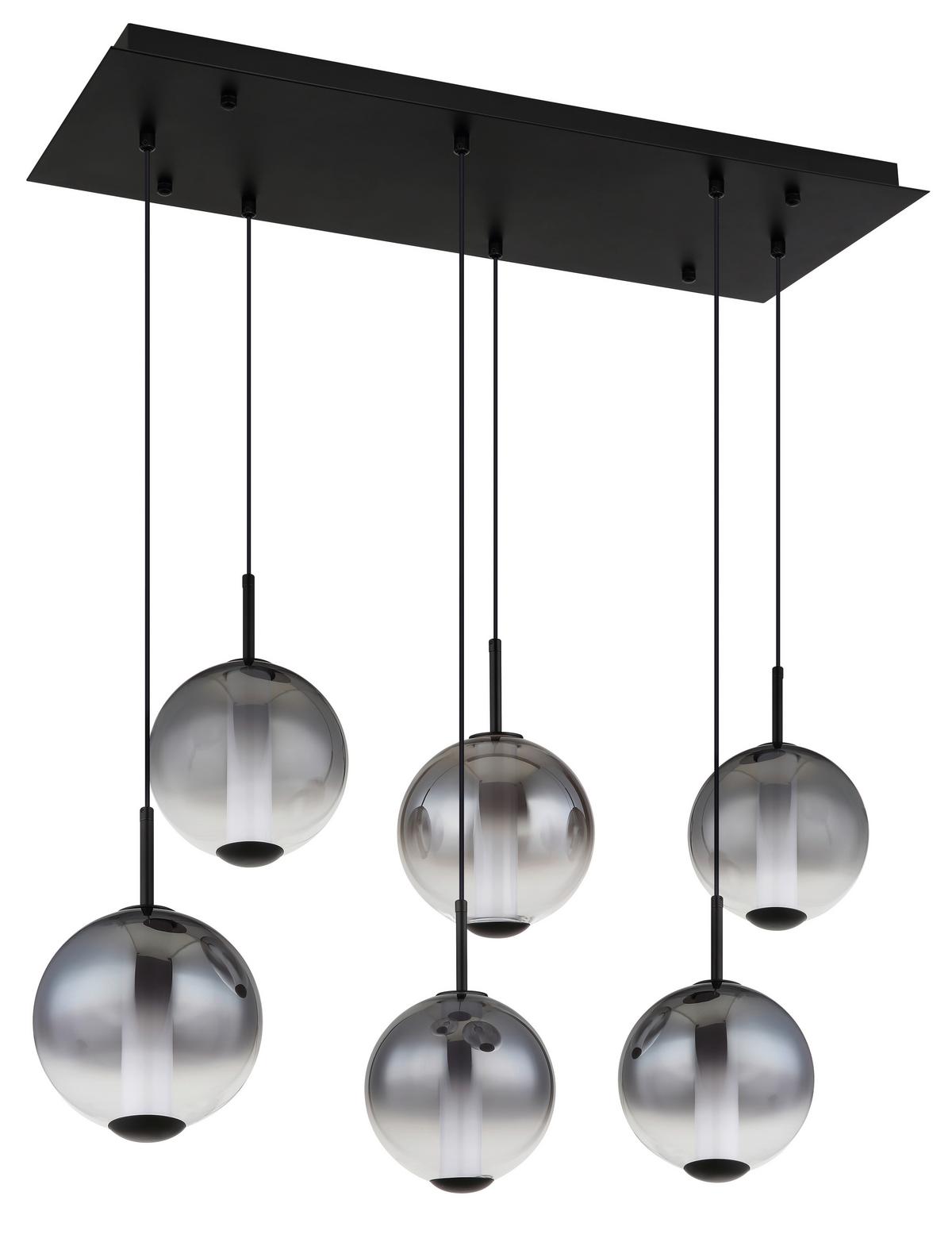 LED-HÄNGELEUCHTE 15798-6H LACY - Weiss/Schwarz, Konventionell, Glas/Kunststoff (100/49/120cm) - Globo