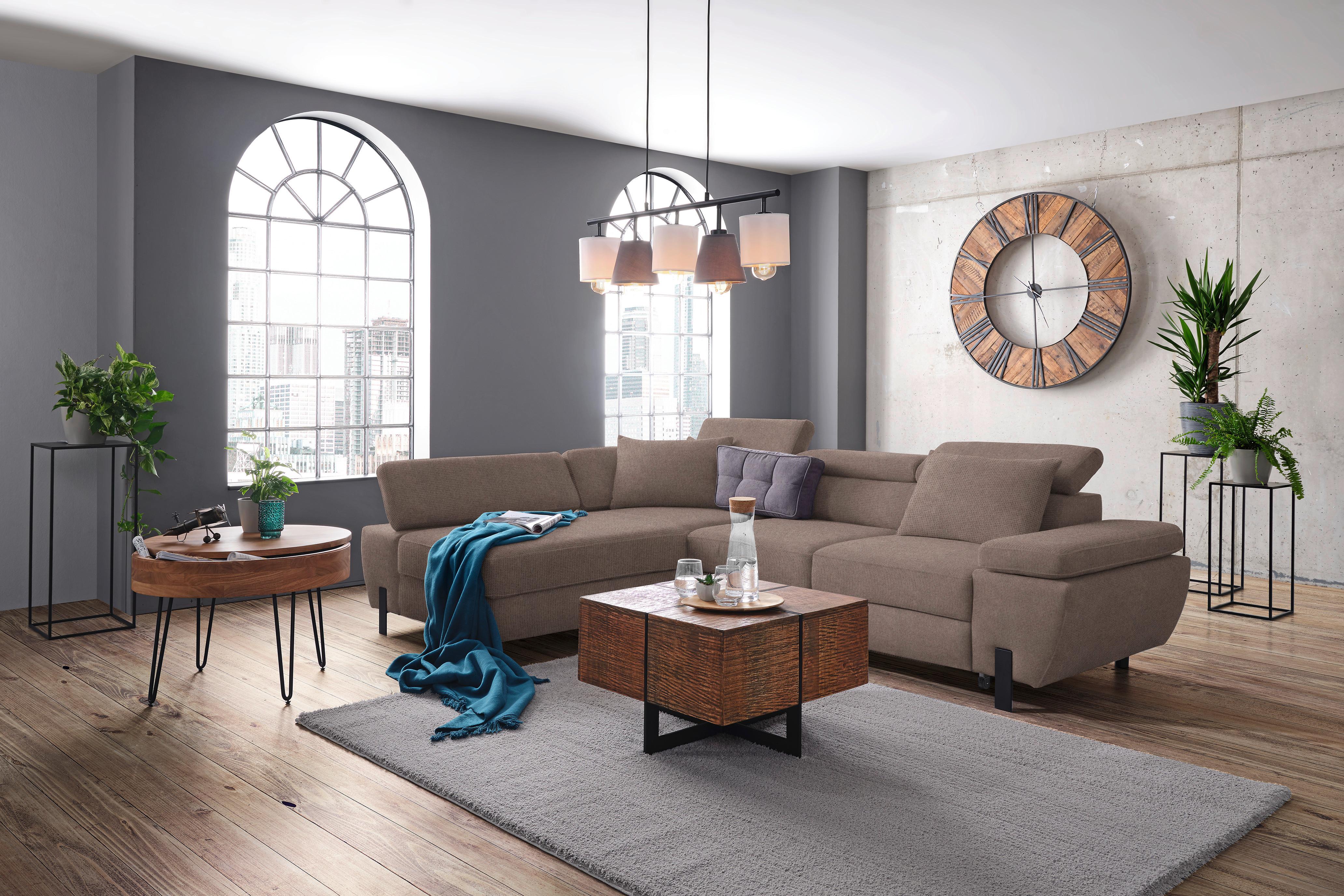 Ecksofa Molina Mini Taupe - Taupe/Schwarz, MODERN, Textil/Metall (189/277cm) - Mömax