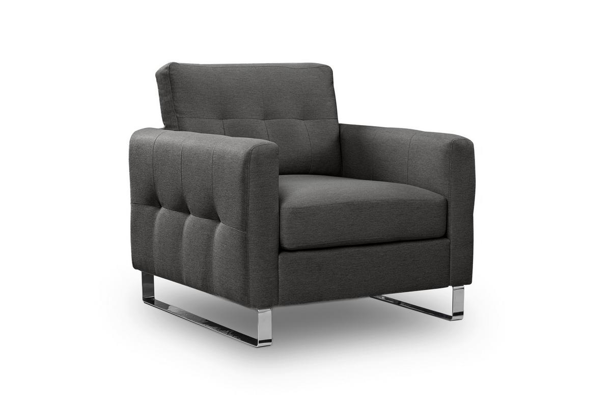 1,5-Sitzer-Sofa Hera Grau - Chromfarben/Grau, Basics, Holz/Textil (93/92/94cm) - MID.YOU