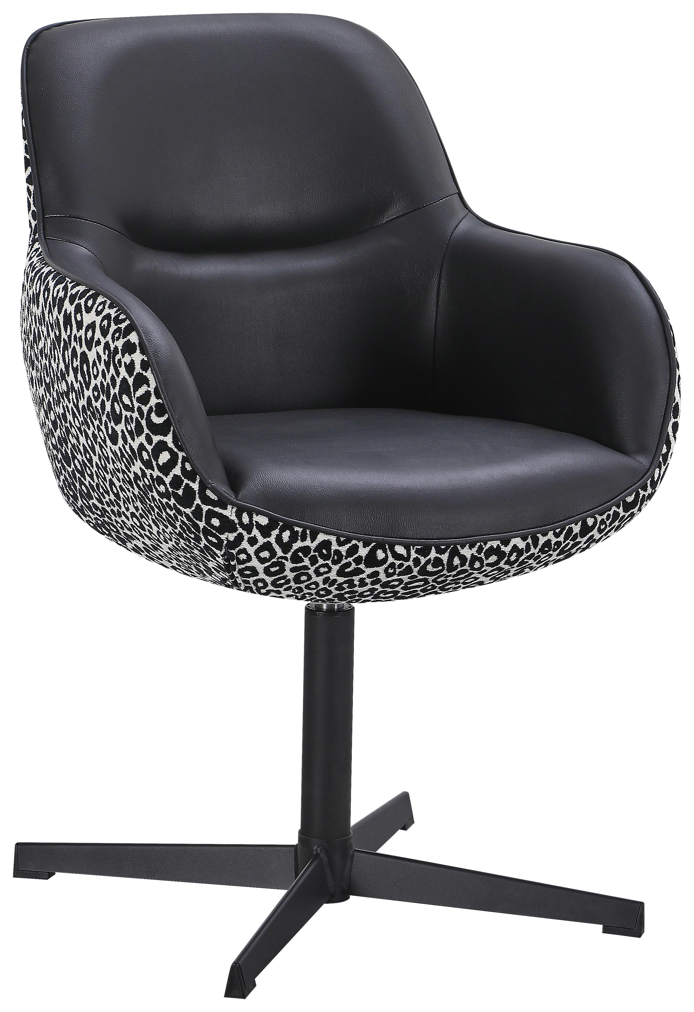 Naslanjač Leona - črna/bela, Design, kovina/tekstil (61/87/63cm) - Mömax