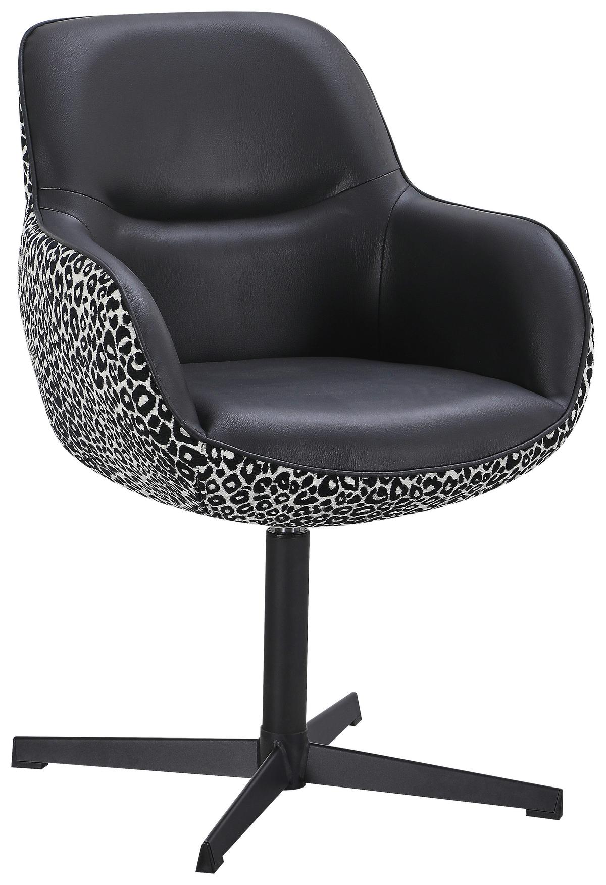 Naslanjač Leona - črna/bela, Design, kovina/tekstil (61/87/63cm) - Mömax