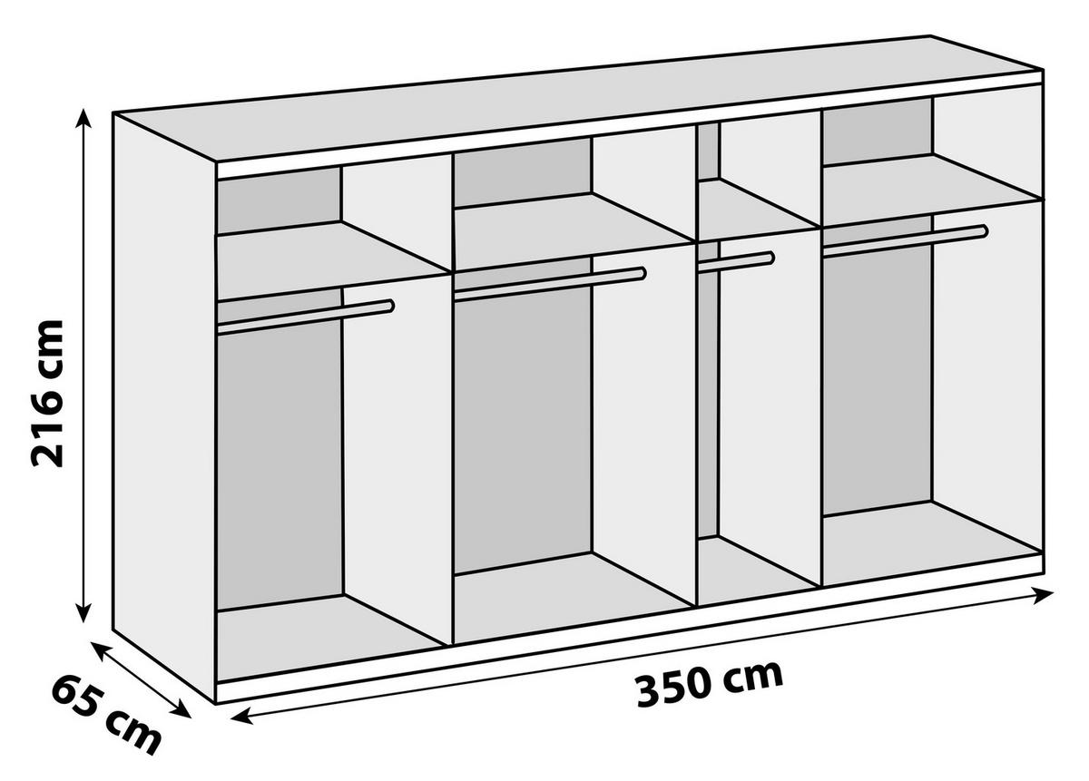 Ormar S Kliznim Vratima Level 36a - bijela/boje kroma, Basics, staklo/drvni materijal (350/216/65cm) - Modern Living