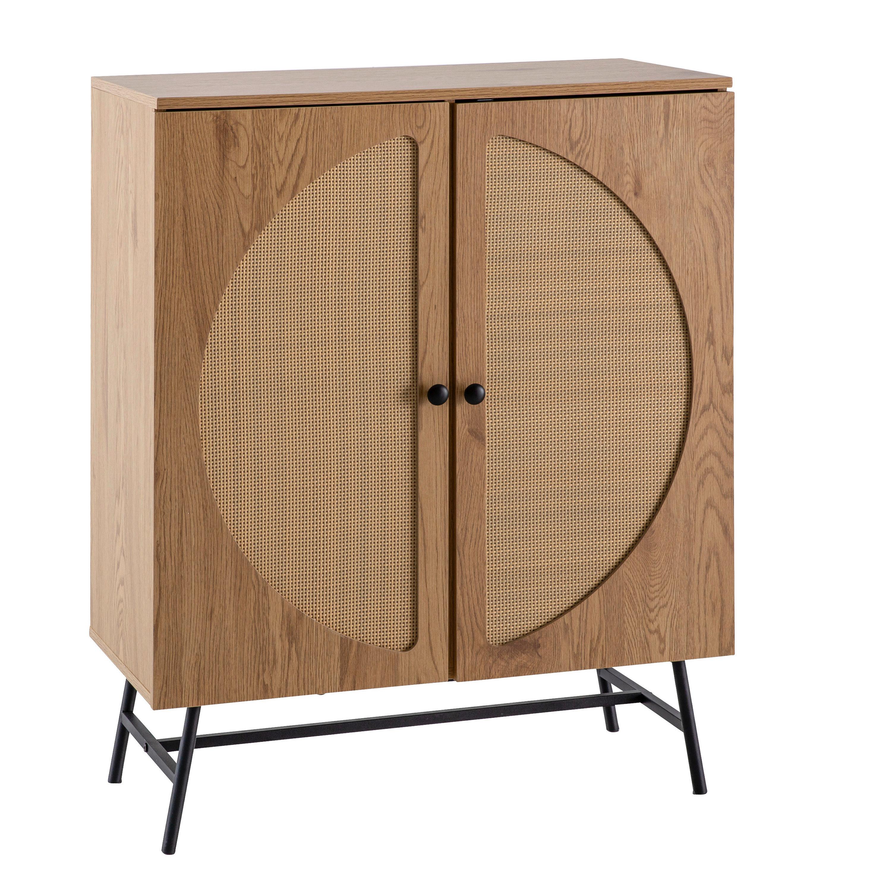 Sideboard Wl6.893 - Eichefarben/Schwarz, Design, Holzwerkstoff/Metall (80cm) - MID.YOU
