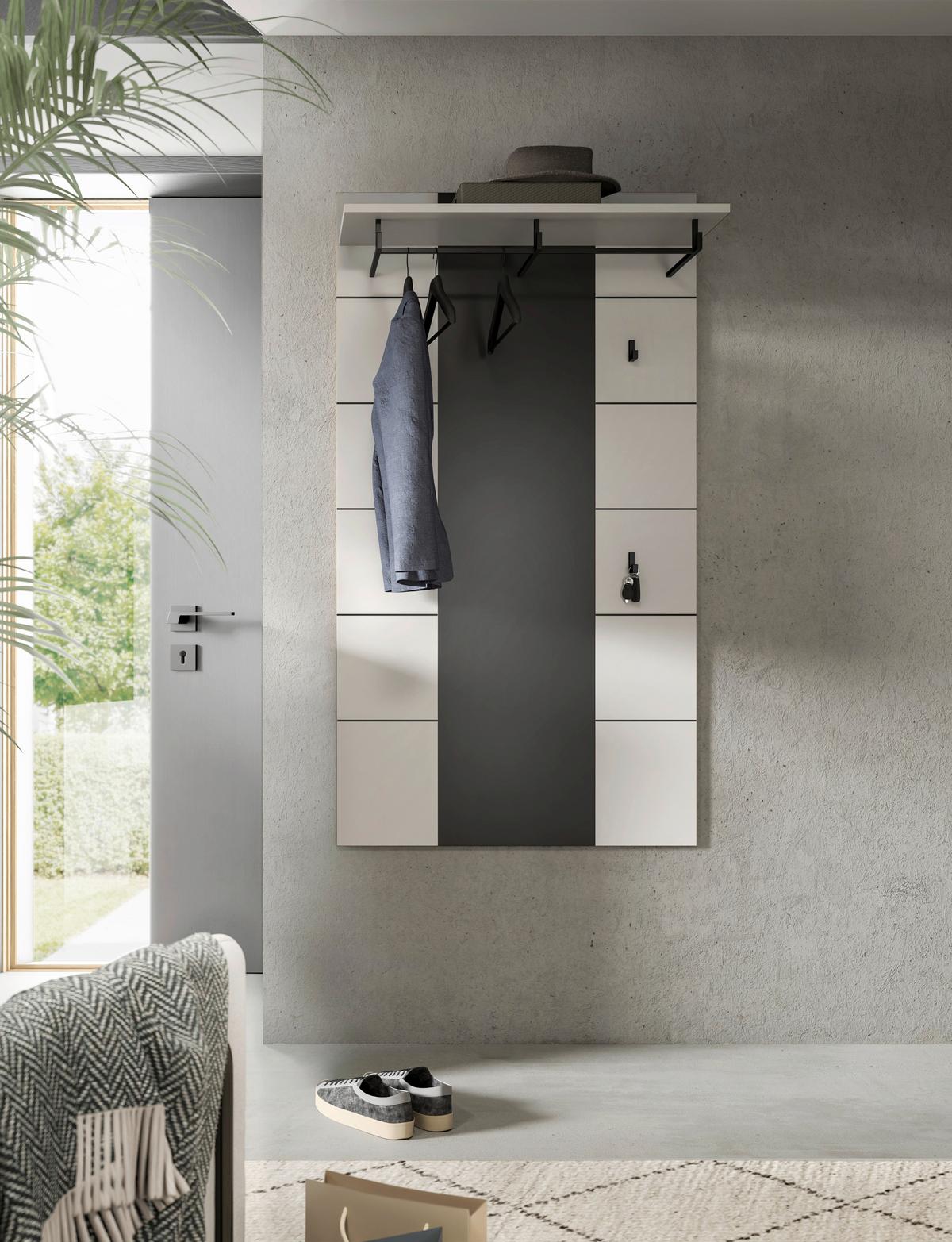 Garderobni Panel Canu, Bela, Siva - siva/bela, Design, leseni material (80/145/29cm) - Livetastic