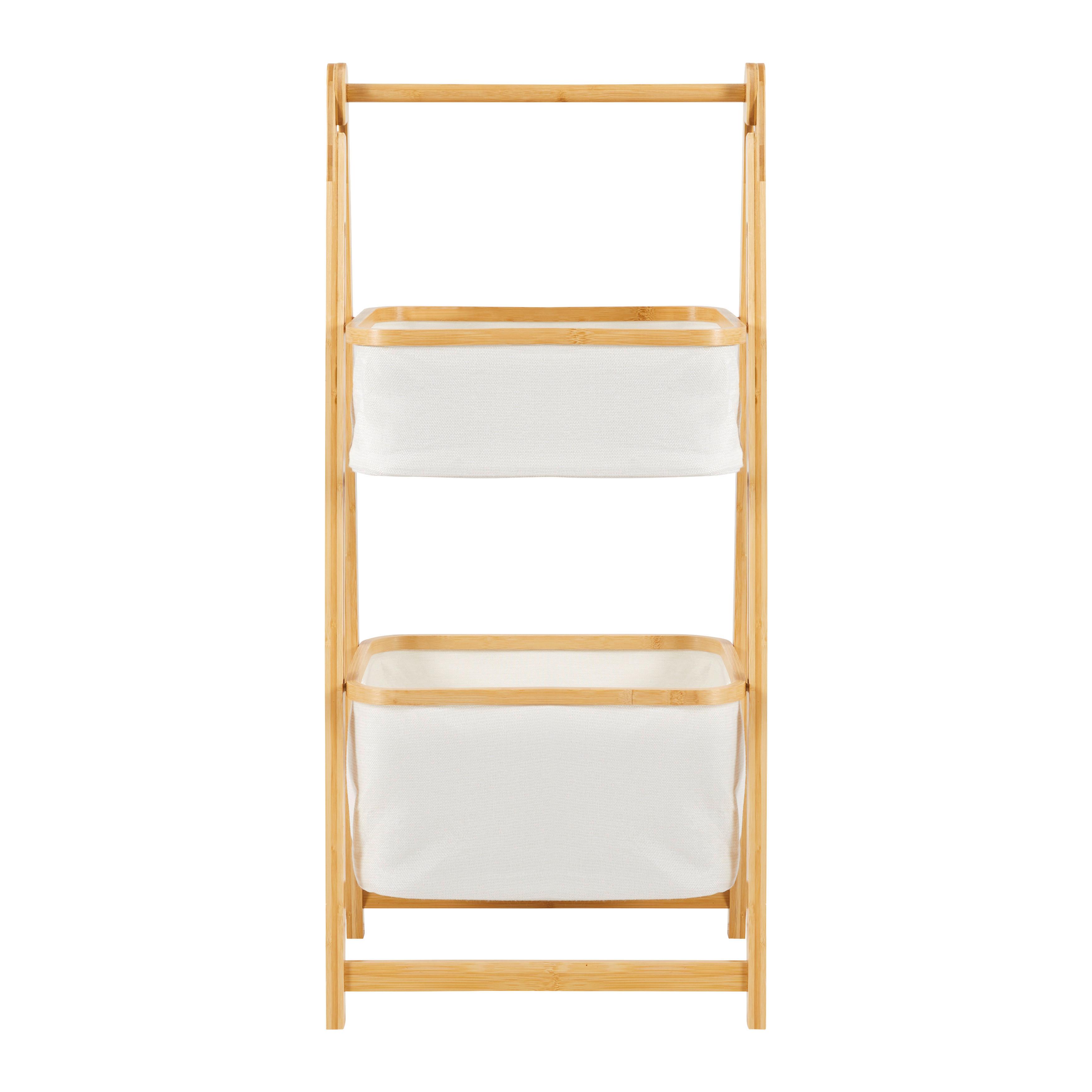 REGAŁ DO PRZECHOWYWANIA MISAKI - kremowy, Modern, drewno/tkanina (44/35/99cm) - Bessagi Home