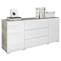 Sideboard Vera mit LED ca. 150 cm Weiß Hochgl./Grau - Weiß Hochglanz/Grau, LIFESTYLE, Holzwerkstoff/Kunststoff (150/67,9/39,5cm) - P & B