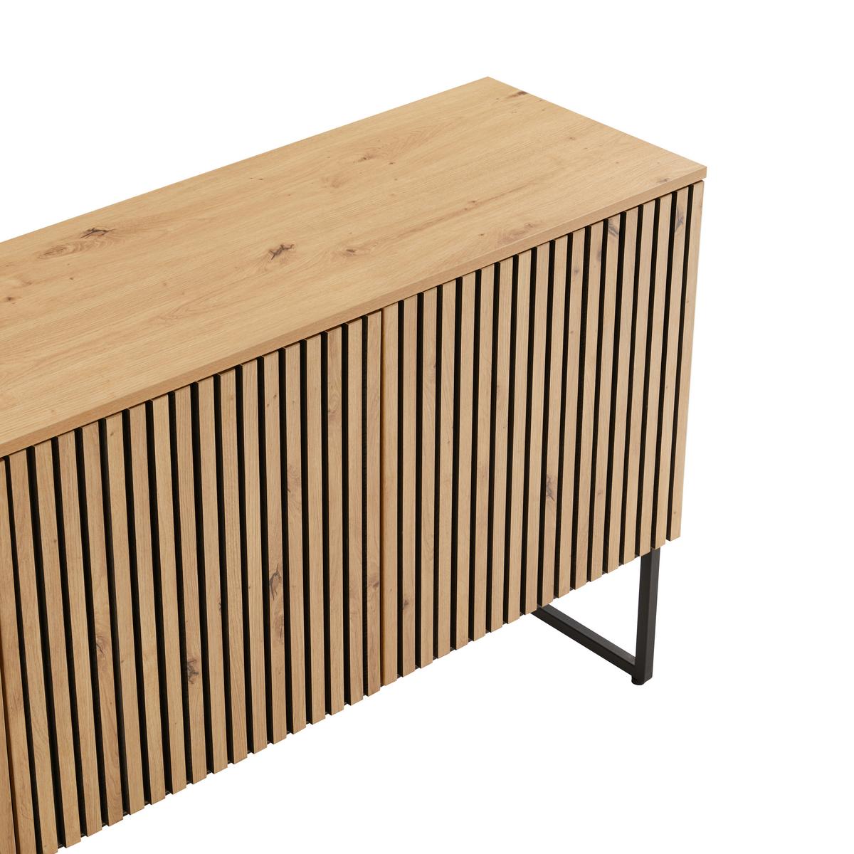 KOMODA SZEROKA BUENO - czarny/dąb artisan, Modern, materiał drewnopochodny/metal (160/80/40cm) - Xora