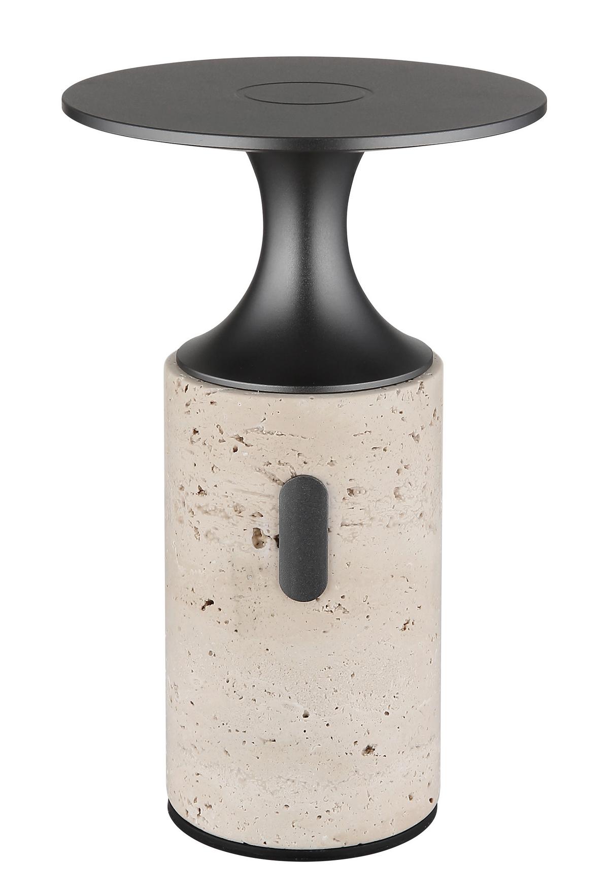 AKKU-TISCHLEUCHTE 21053 TRAVERTIN - Weiss/Graphitfarben, Design, Kunststoff/Stein (12/18,8cm) - Globo