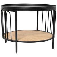 Măsuță de cafea ARWEN - culoare lemn stejar/negru, Modern, metal/material pe bază de lemn (60/45,5/60cm) - Modern Living