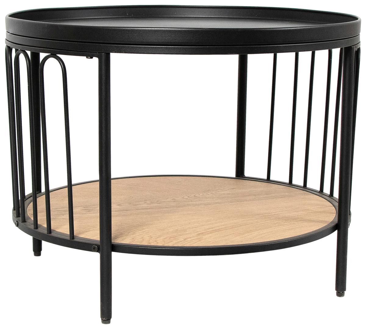 Măsuță de cafea ARWEN - culoare lemn stejar/negru, Modern, metal/material pe bază de lemn (60/45,5/60cm) - Modern Living