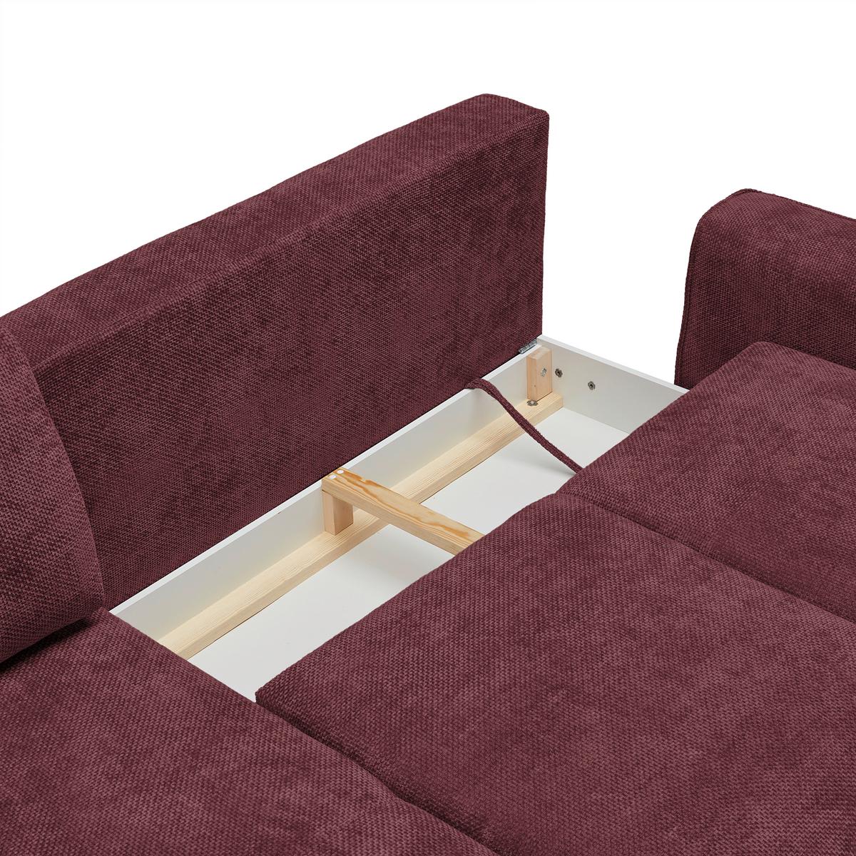 Ecksofa Custom Bordeaux - Bordeaux/Schwarz, MODERN, Textil/Metall (164/85/255cm) - Mömax