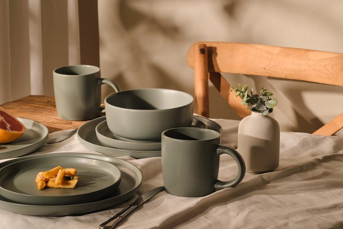 SERWIS OBIADOWO-ŚNIADANIOWY 21010 - zielony, Trend, ceramika - Novel