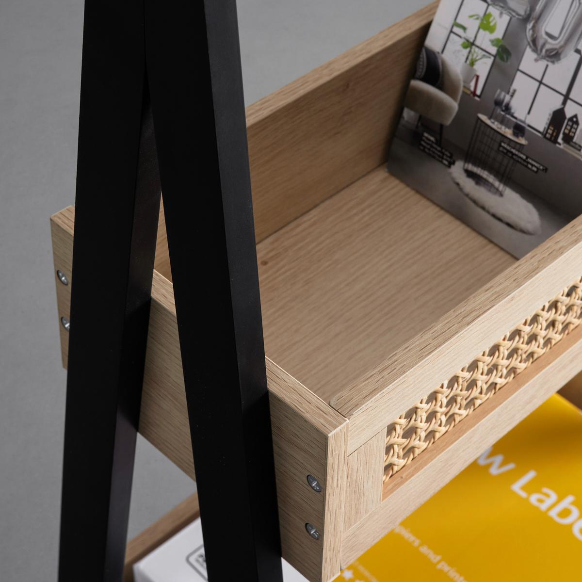 Regal Denis Naturfarb./Schwarz Echtholz furniert/MDF - Schwarz/Naturfarben, MODERN, Holz/Holzwerkstoff (45/110/35cm) - Bessagi Home