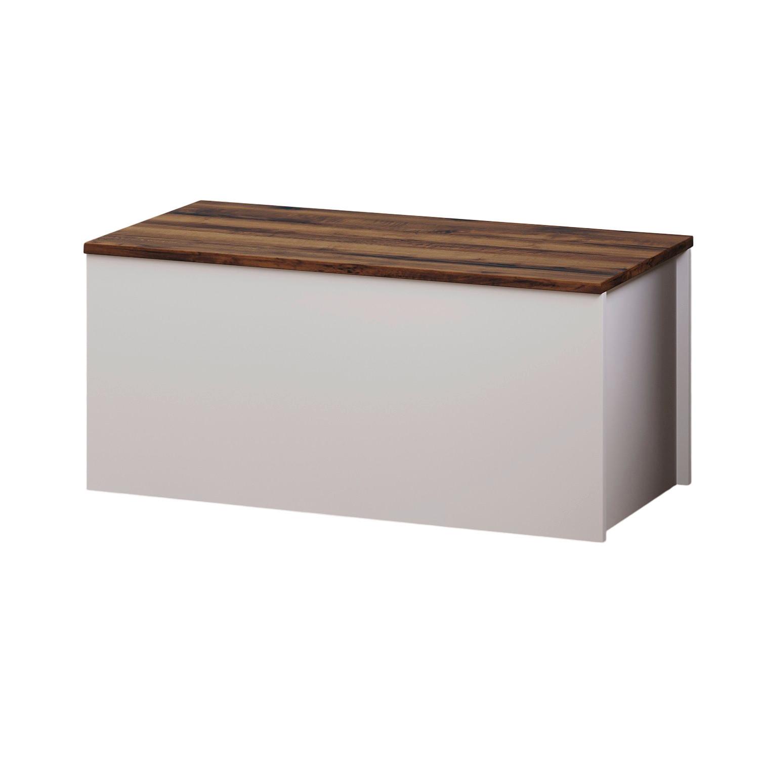 Truhe Florya Aufbewahrungsschrank - Weiss/Eichefarben, Design, Holz (45/45,5/90cm) - Livetastic