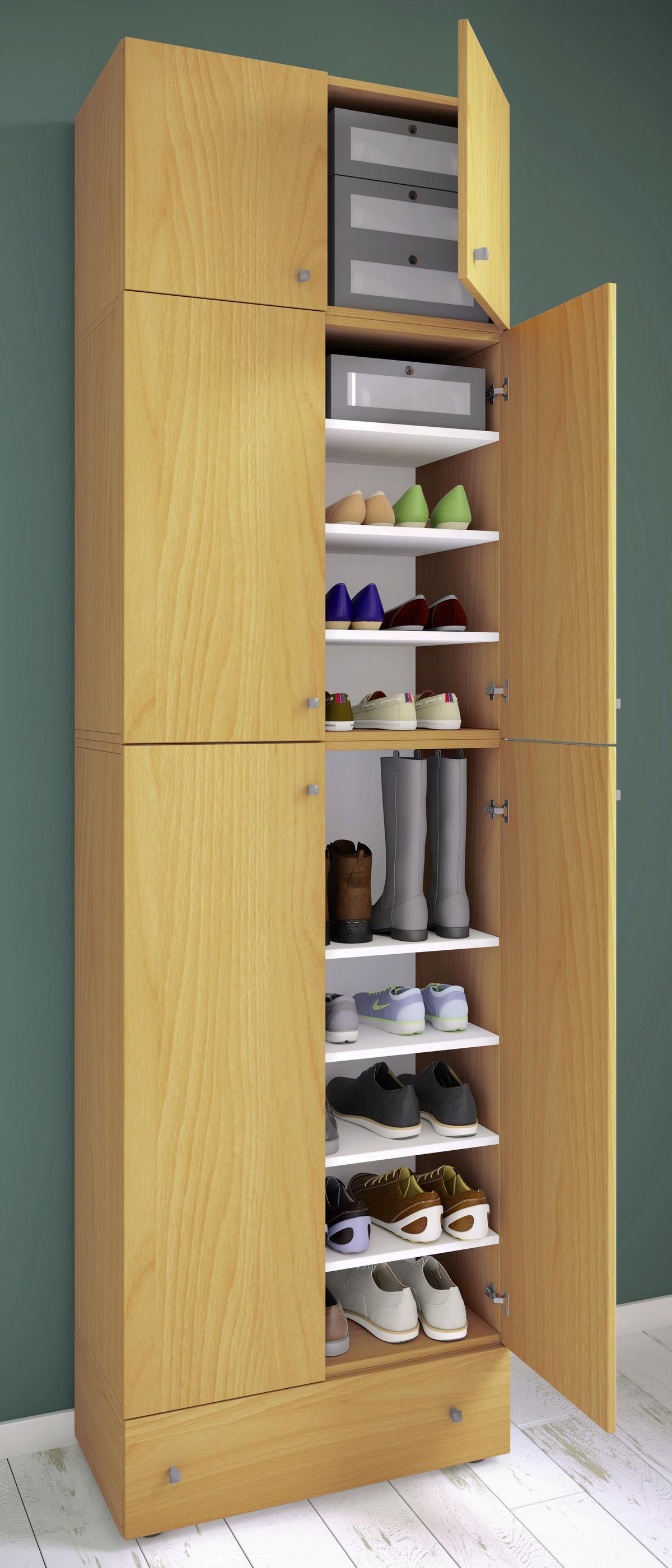 Schuhschrank Lona XXL ca.70x240x39cm Buchefarben - Buchefarben/Schwarz, MODERN, Holzwerkstoff/Kunststoff (70/240/39cm) - MID.YOU