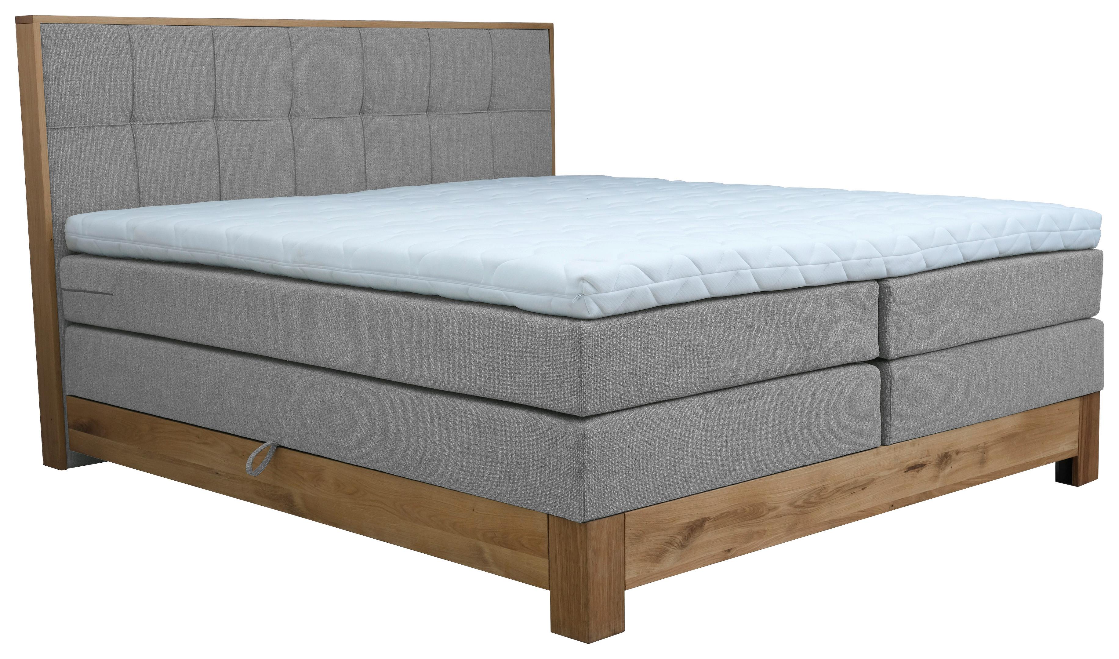 Boxspringbett Cloud Grau ca. 180x200cm - Eichefarben/Grau, KONVENTIONELL, Holz/Holzwerkstoff (180/200cm) - Premium Living