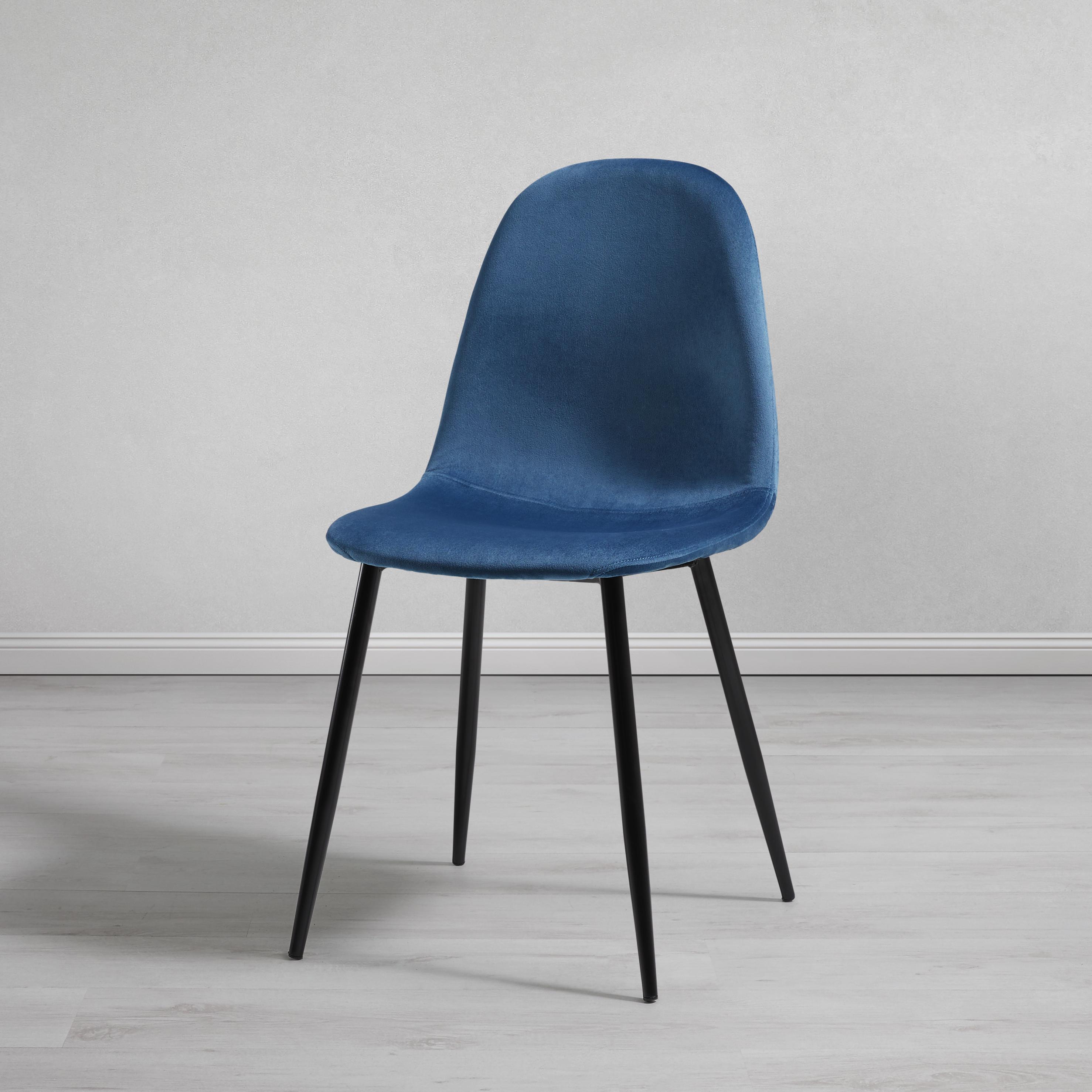 STUHL in Petrol 'Lio' - Petrol/Schwarz, MODERN, Holz/Textil (43/86/55cm) - Bessagi Home