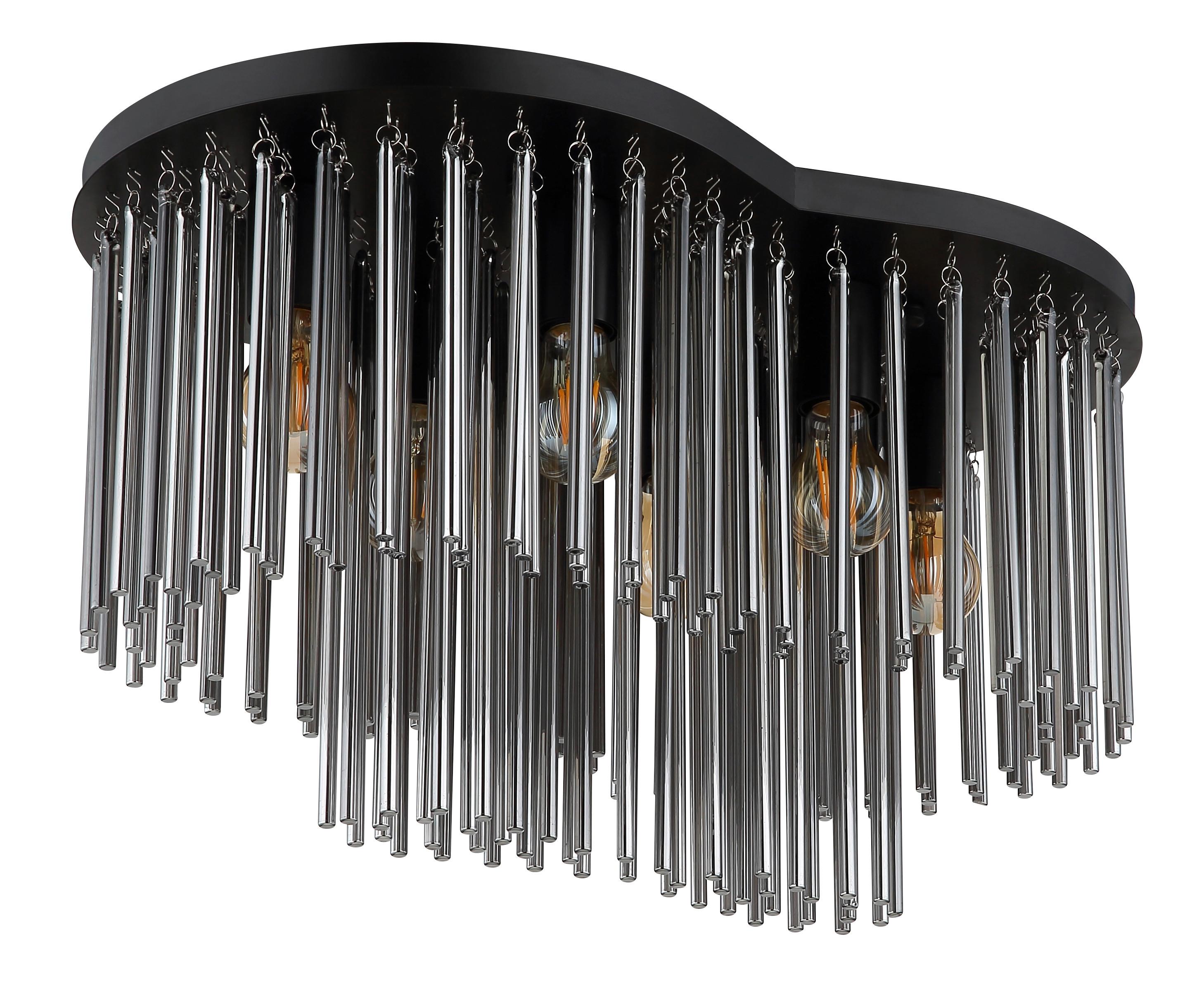 DECKENLEUCHTE 15698-6D GORLEY - Schwarz/Grau, Konventionell, Glas/Metall (60/35/34,5cm) - Globo