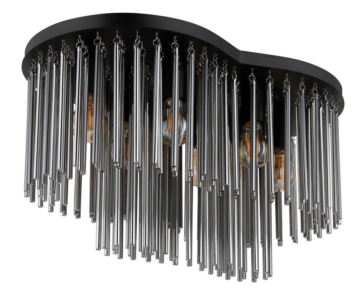 DECKENLEUCHTE 15698-6D GORLEY - Schwarz/Grau, Konventionell, Glas/Metall (60/35/34,5cm) - Globo