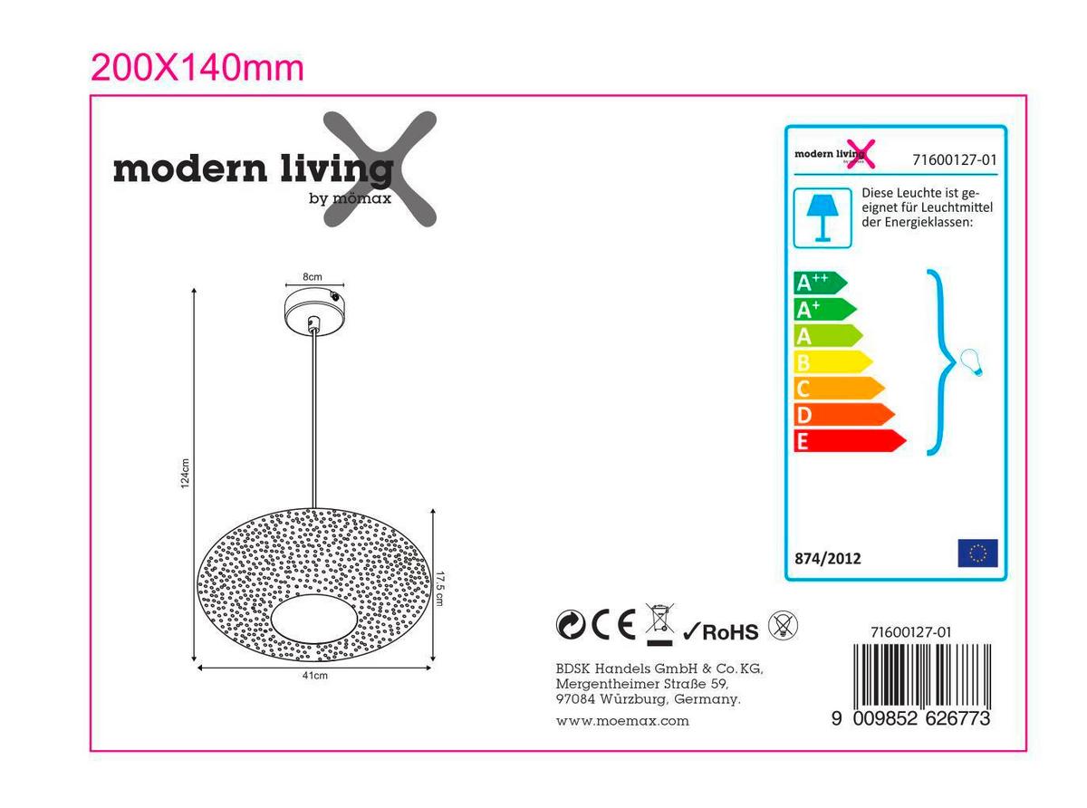 LAMPA WISZĄCA NINA - kolor chromowy, Modern, metal (41/124cm) - Modern Living