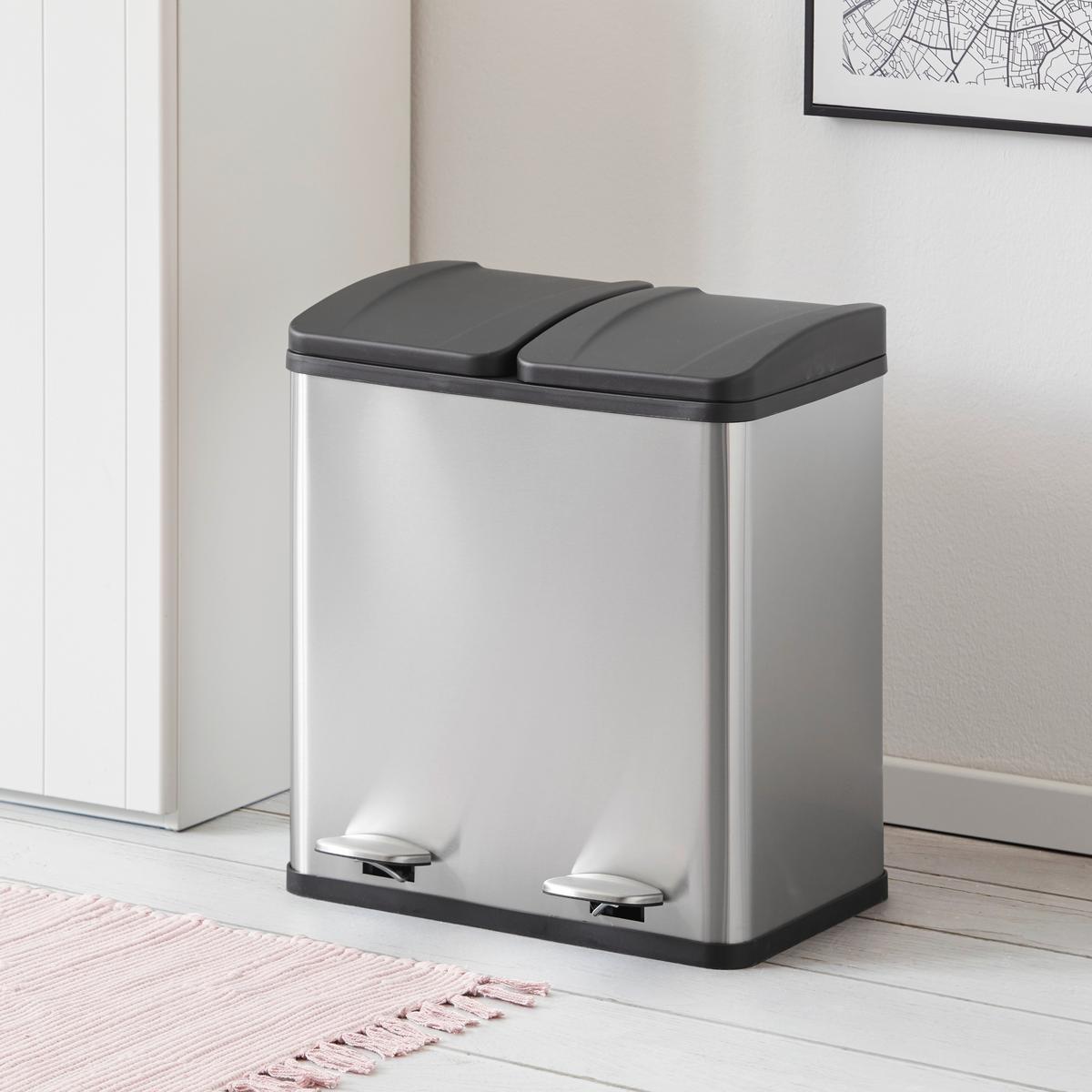 Koš Za Smeti Trash -Akt- - srebrne barve/črna, Moderno, kovina/umetna masa (46,3/37,1/52,6cm) - Mömax
