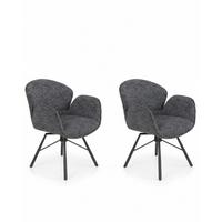 Armlehnstuhl-Set Bristol 2er-Set Anthrazit Bouclé - Anthrazit/Schwarz, MODERN, Textil/Metall (62/83/66cm) - MID.YOU