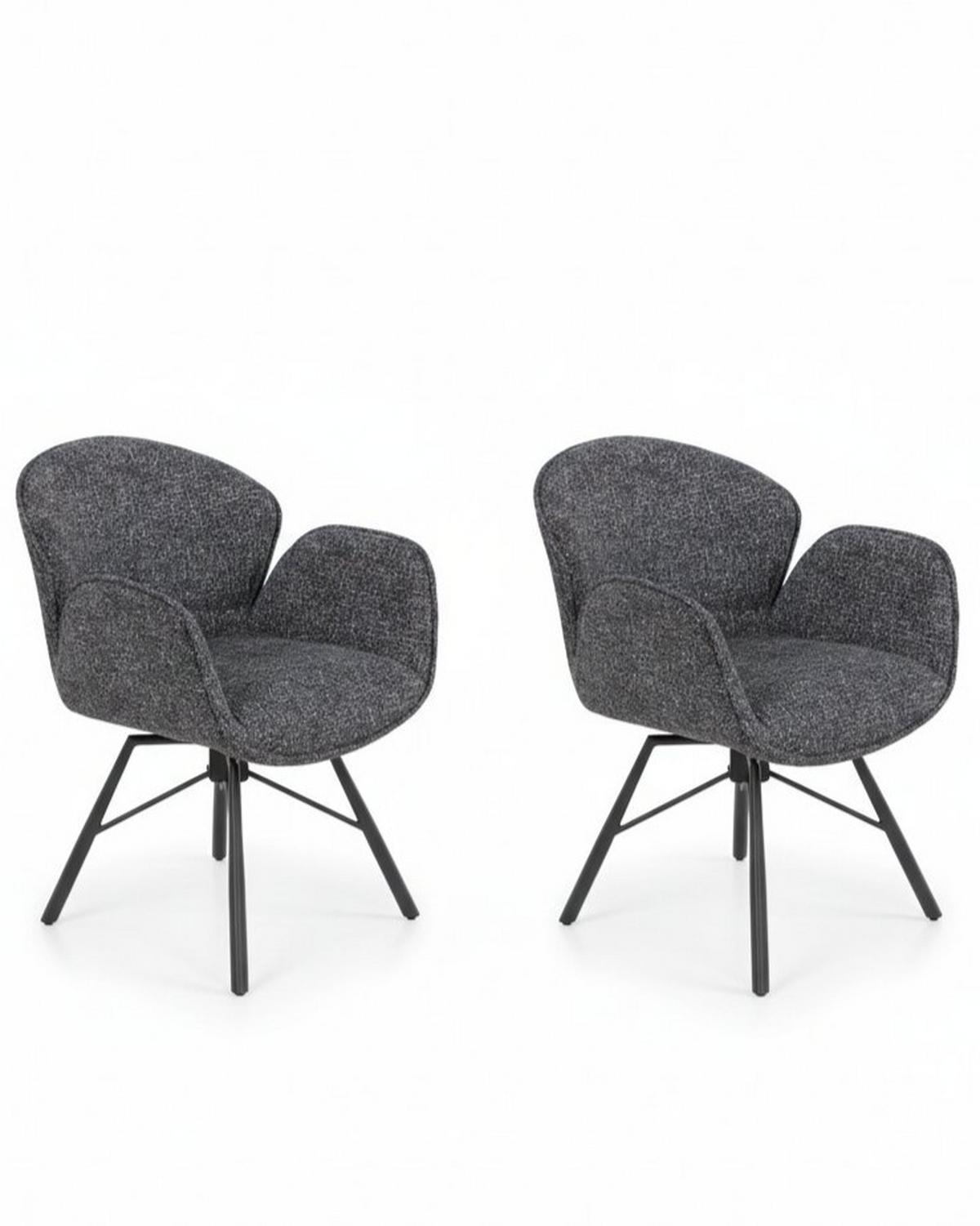 Armlehnstuhl-Set Bristol 2er-Set Anthrazit Bouclé - Anthrazit/Schwarz, MODERN, Textil/Metall (62/83/66cm) - MID.YOU