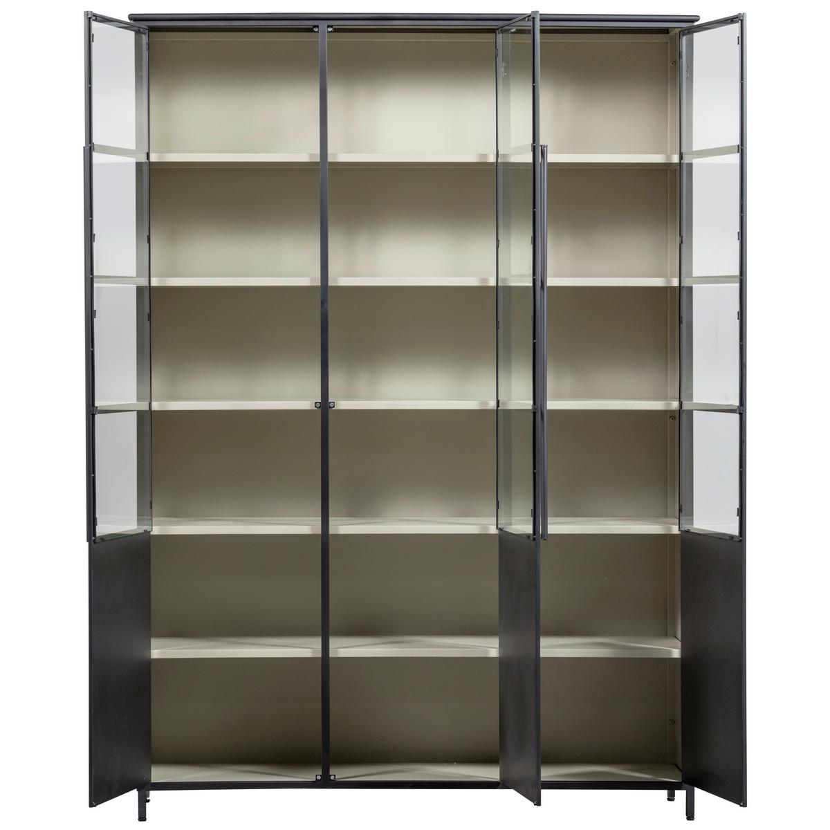 Vitrine Exhibit Schwarz - Schwarz, Design, Glas/Metall (140/200/40cm) - Livetastic