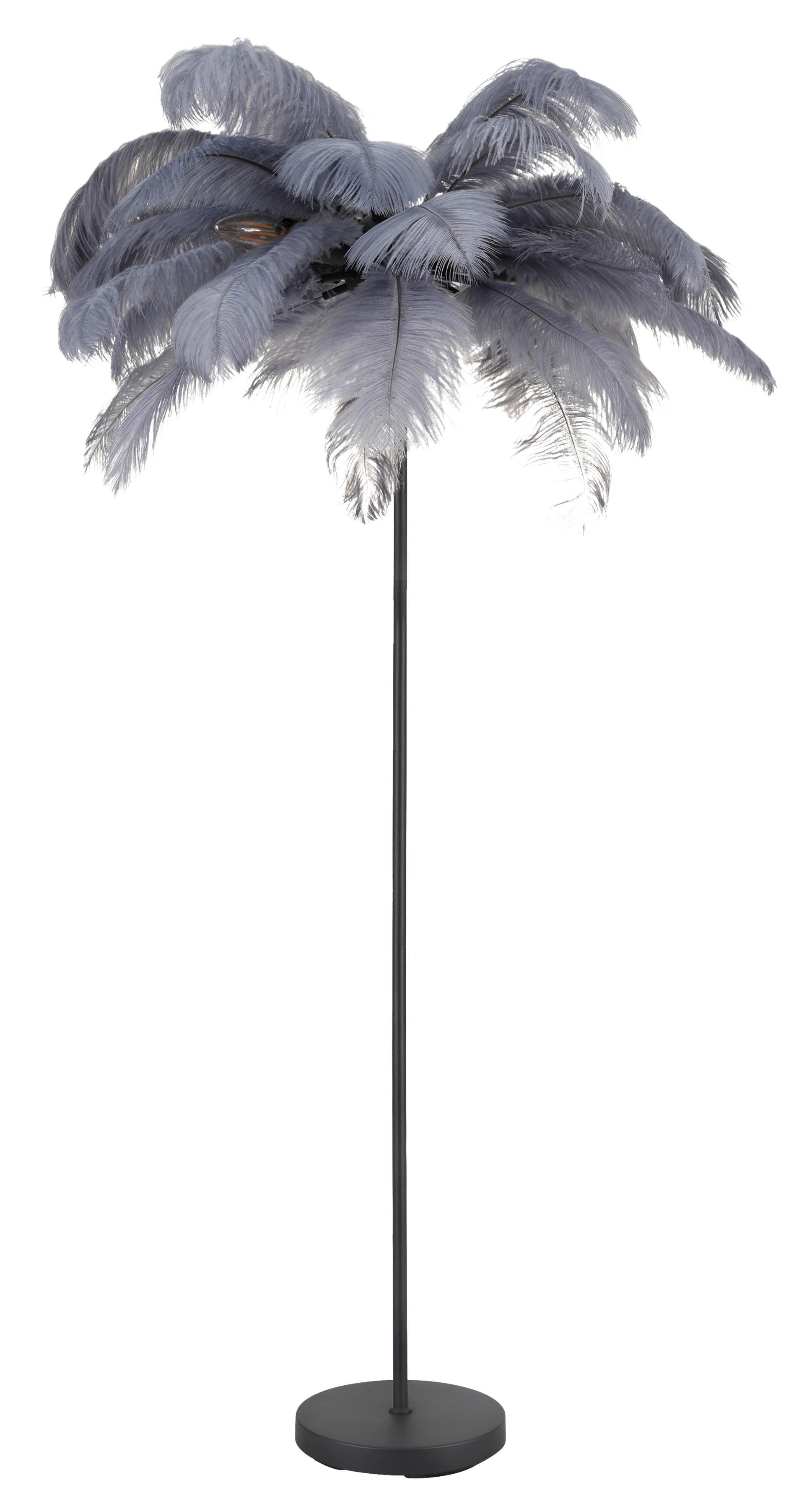 Stehleuchte Fedi Grau/Schwarz max. 3 Watt - Schwarz/Grau, MODERN, Textil/Metall (55/55/160cm) - Mömax