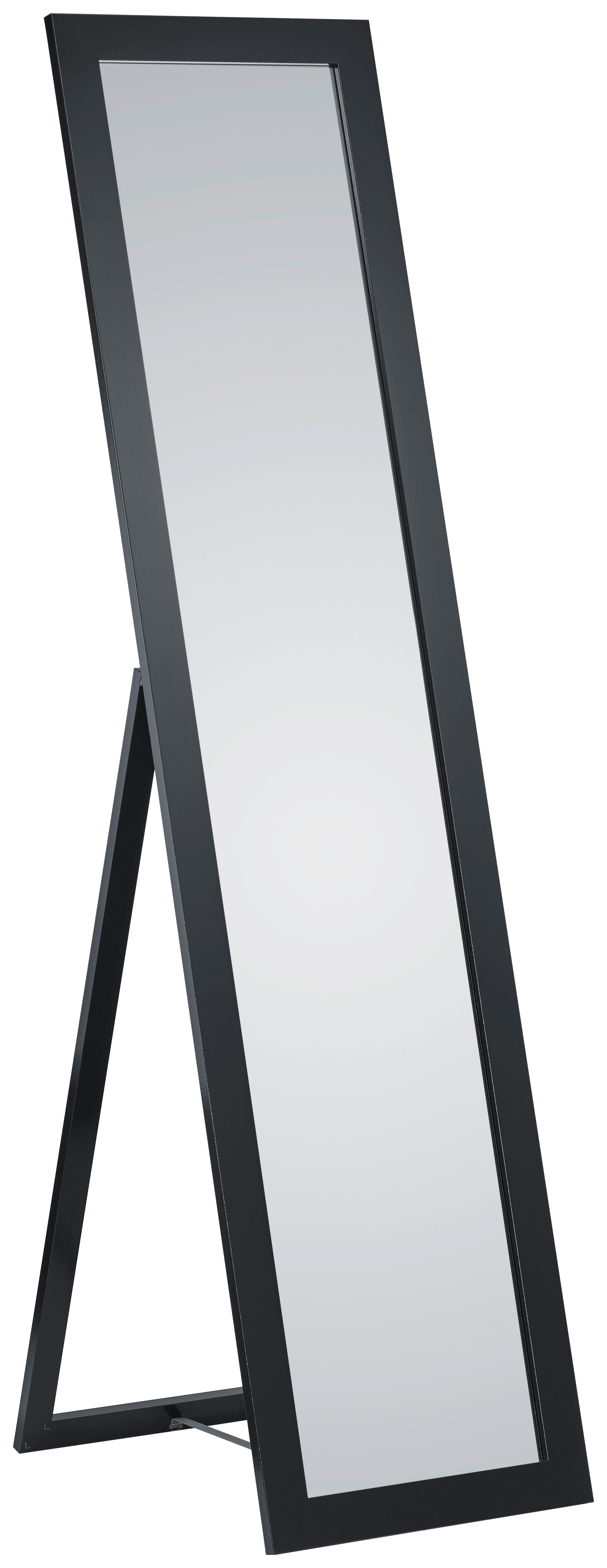 Álló Tükör Tina - fekete, Modern, faalapú anyag/Üveg (40/160cm)