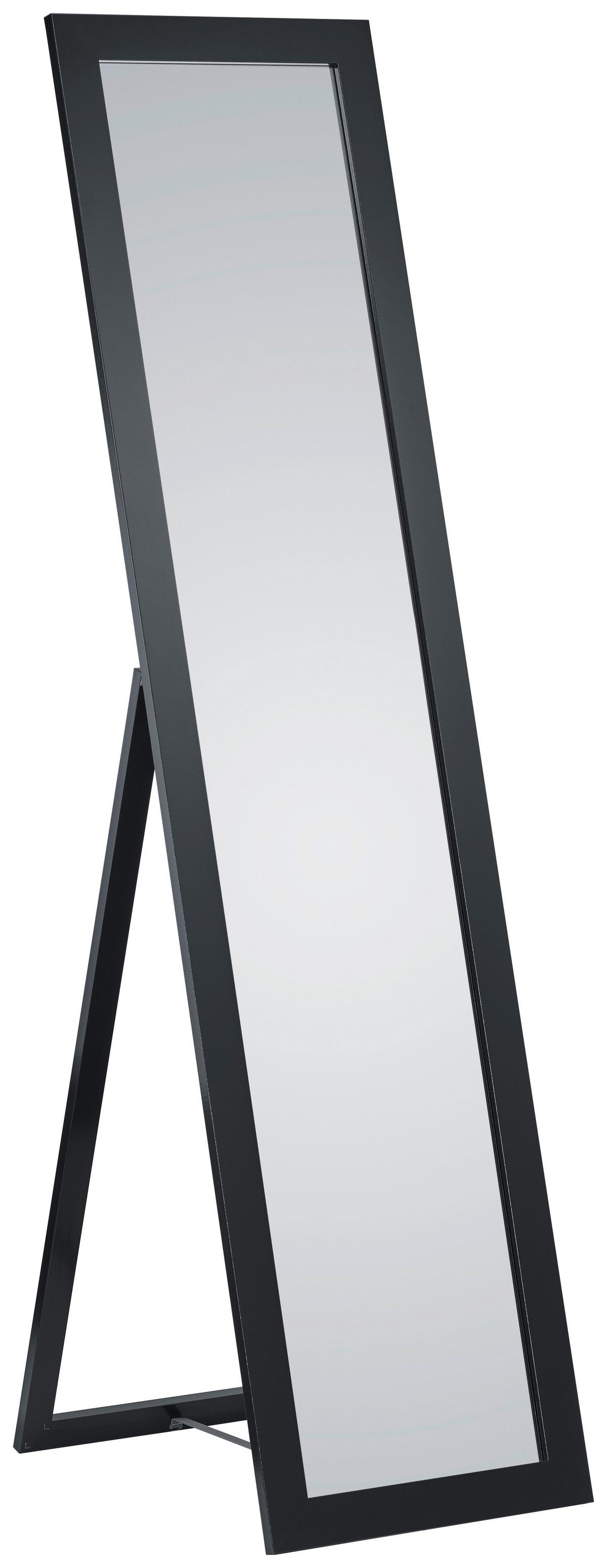 Álló Tükör Tina - fekete, Modern, faalapú anyag/Üveg (40/160cm)