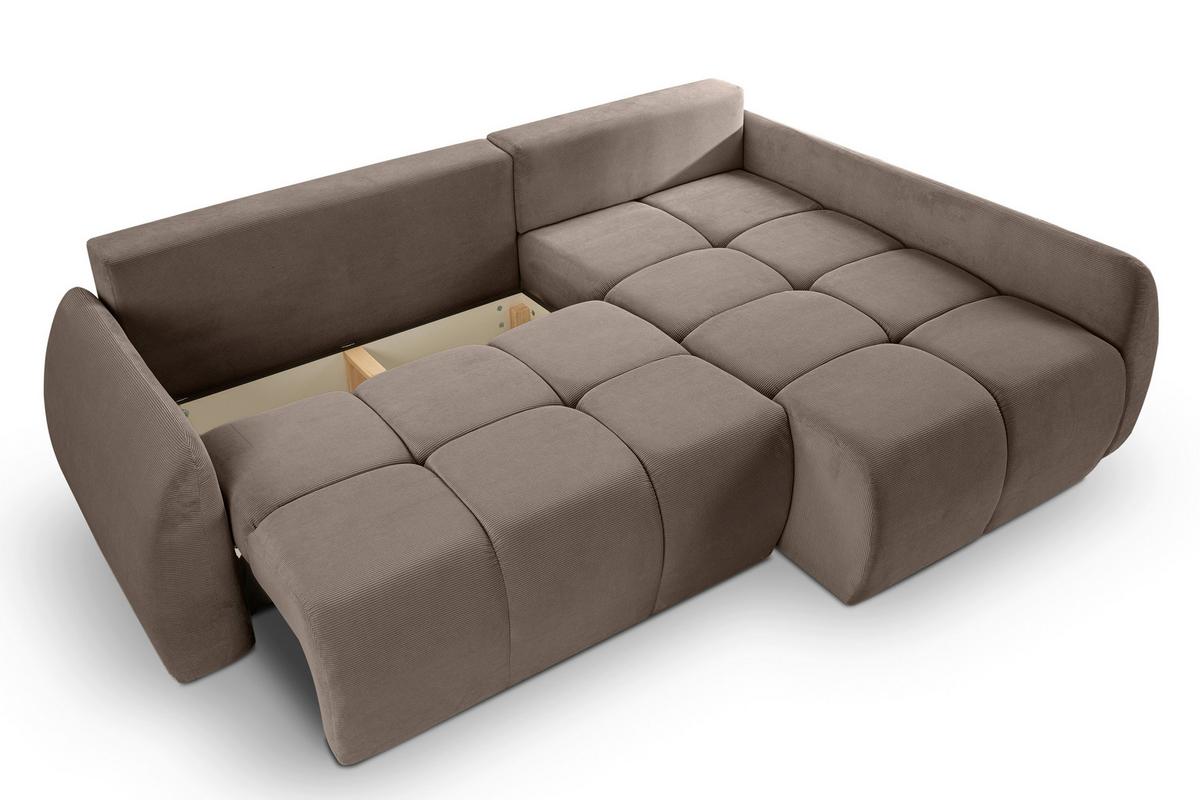 Ecksofa Sancho Long Beigebraun - Beigebraun/Schwarz, Basics, Holz/Kunststoff (255/155cm) - MID.YOU