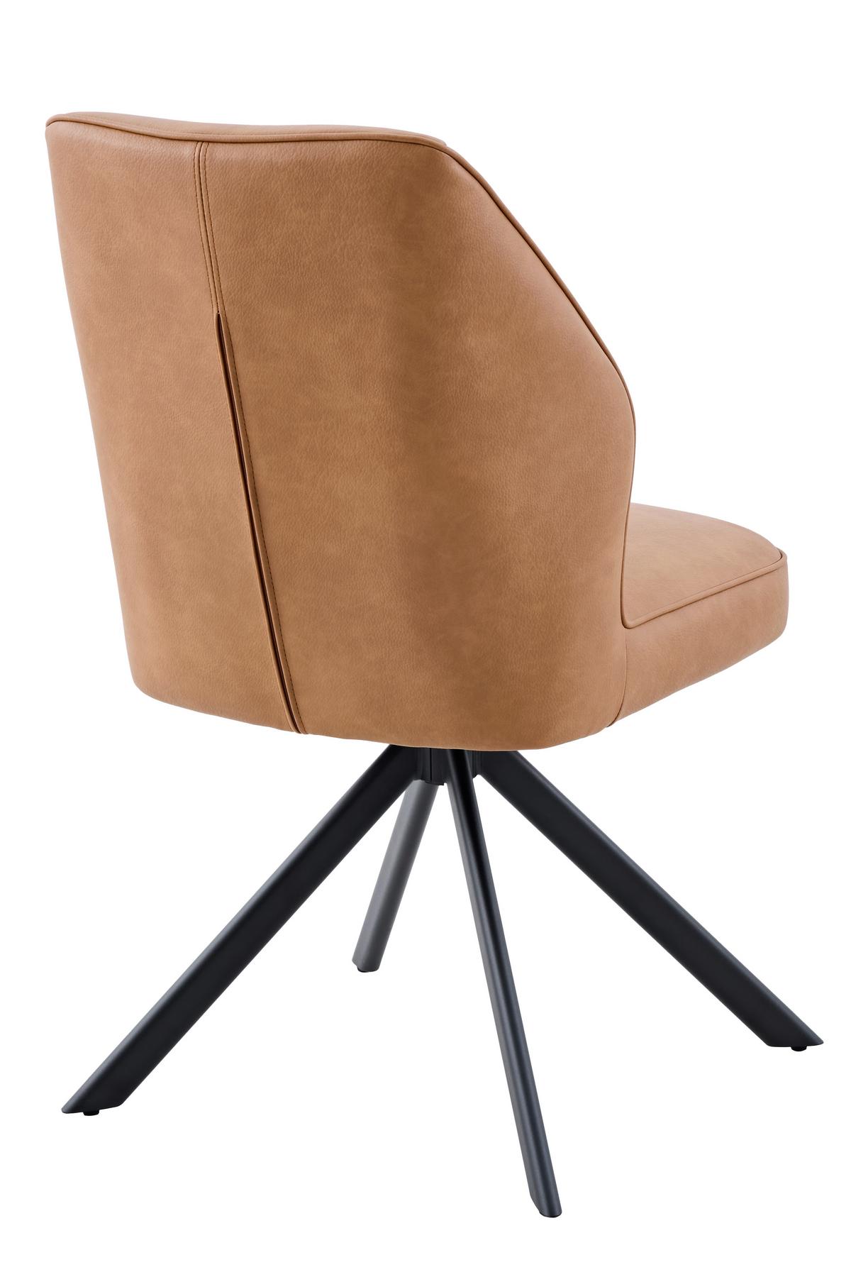 STUHL-SET PRIZZI S 2ER-SET - Cognac/Schwarz, MODERN, Textil/Metall (51/92/65cm) - MID.YOU