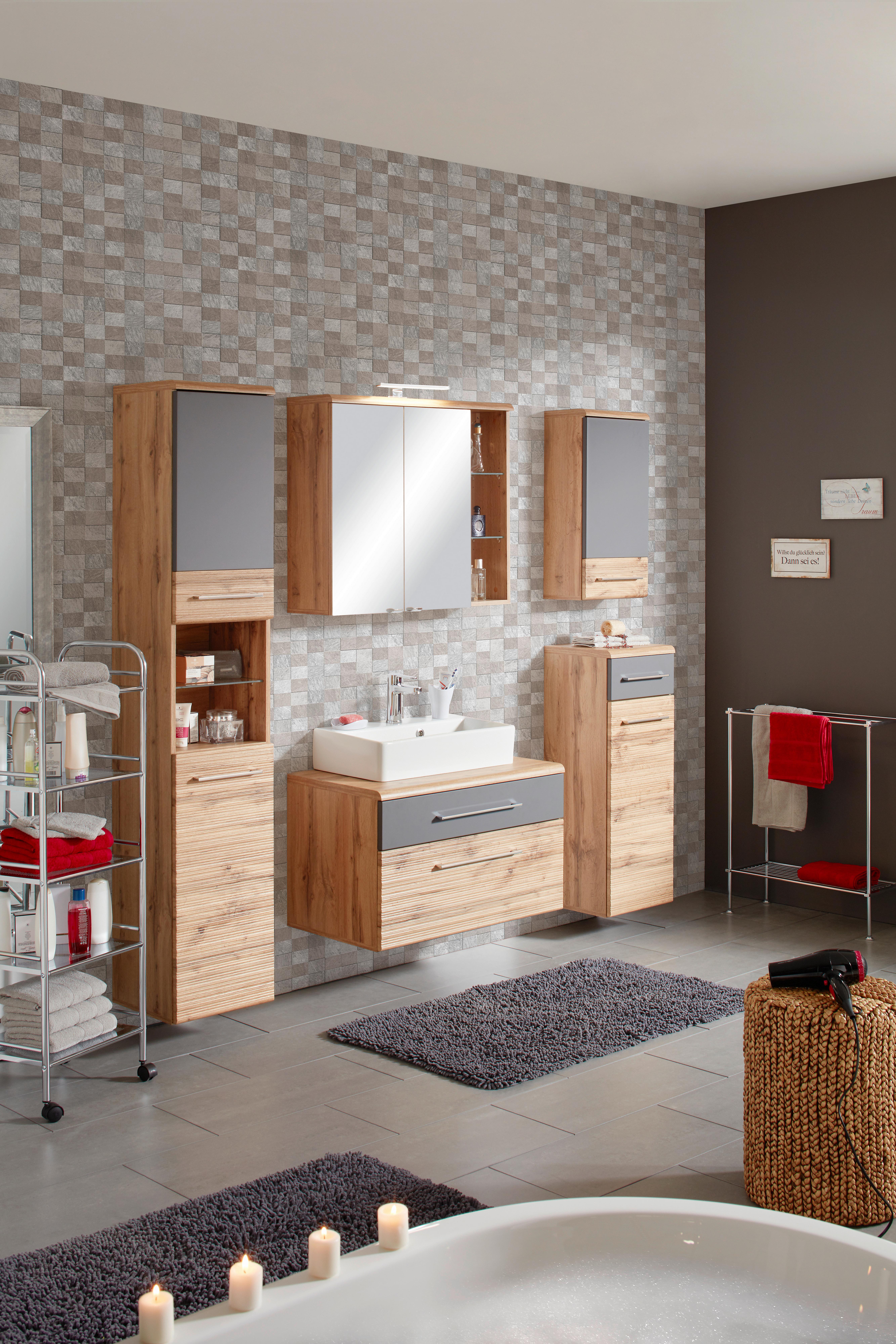 Dulap inferior Float - culoare lemn stejar/antracit, Modern, material pe bază de lemn (35/106/33cm) - Premium Living