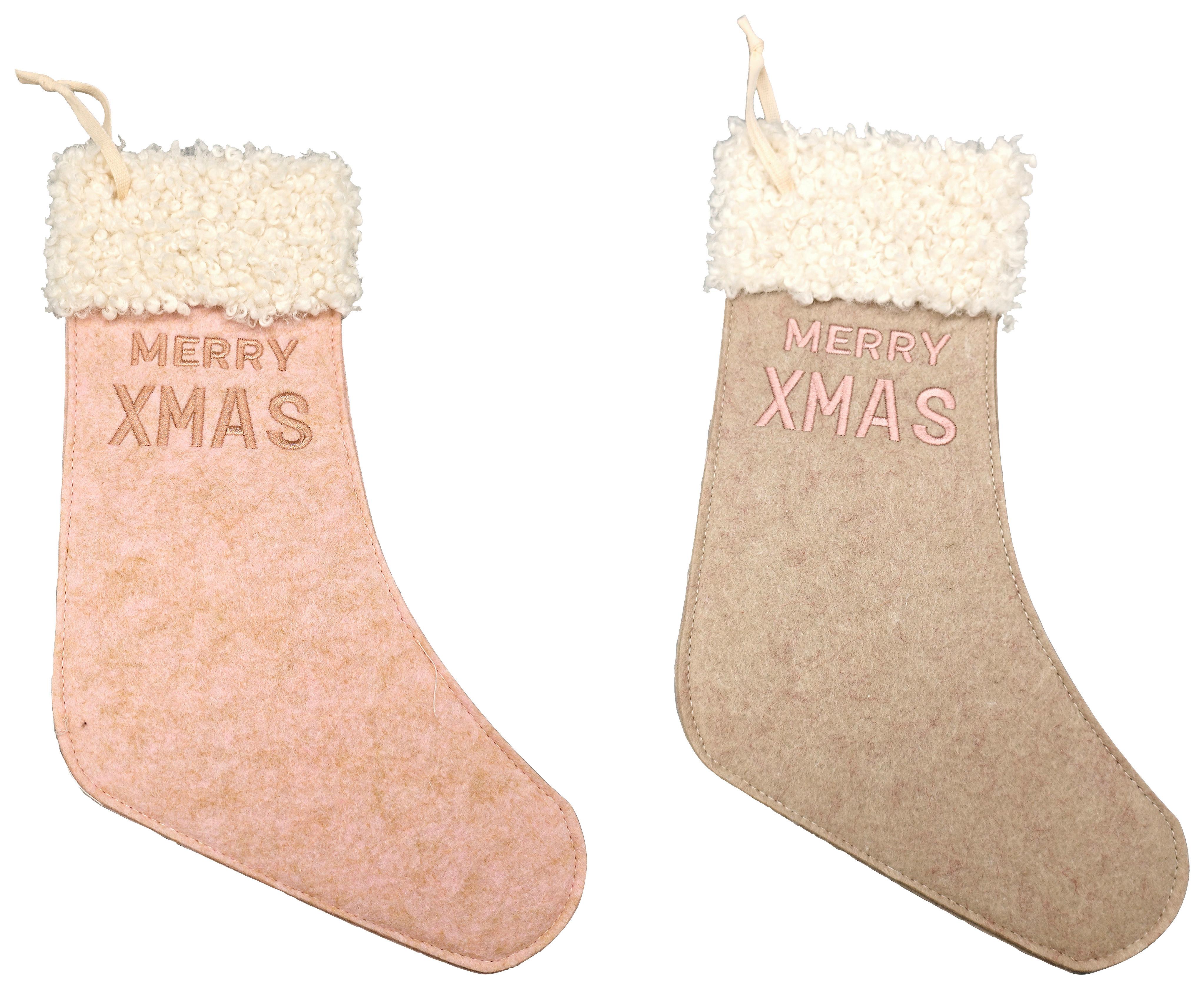 Weihnachtsstrumpf Larry Pink/Dunkelrosa - Pink/Dunkelrosa, Konventionell, Textil (18/30cm) - Mömax