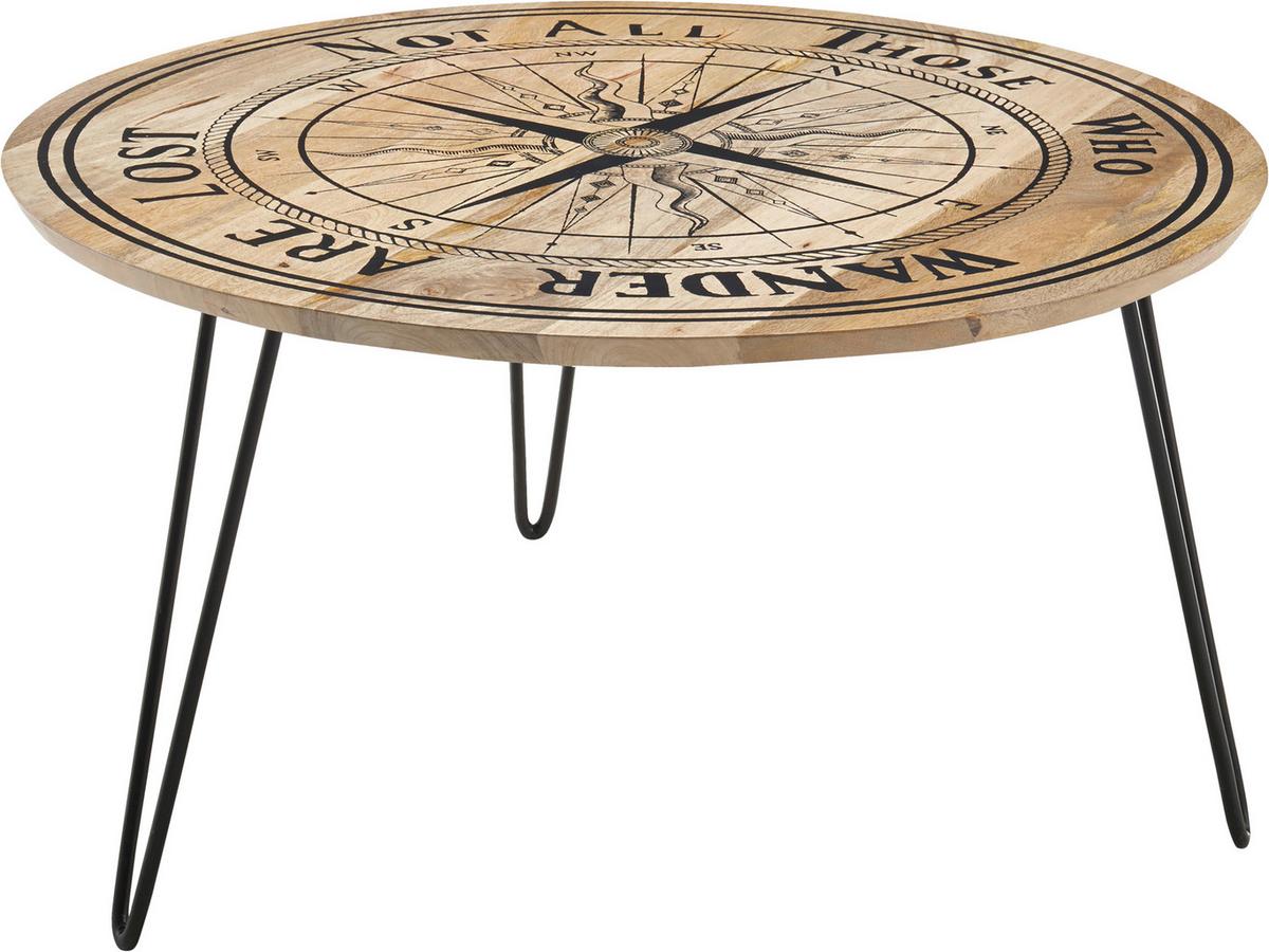 Couchtisch Nevis in Schwarz/Natur - Schwarz/Naturfarben, Natur, Holz/Metall (70/70/45cm) - Mömax