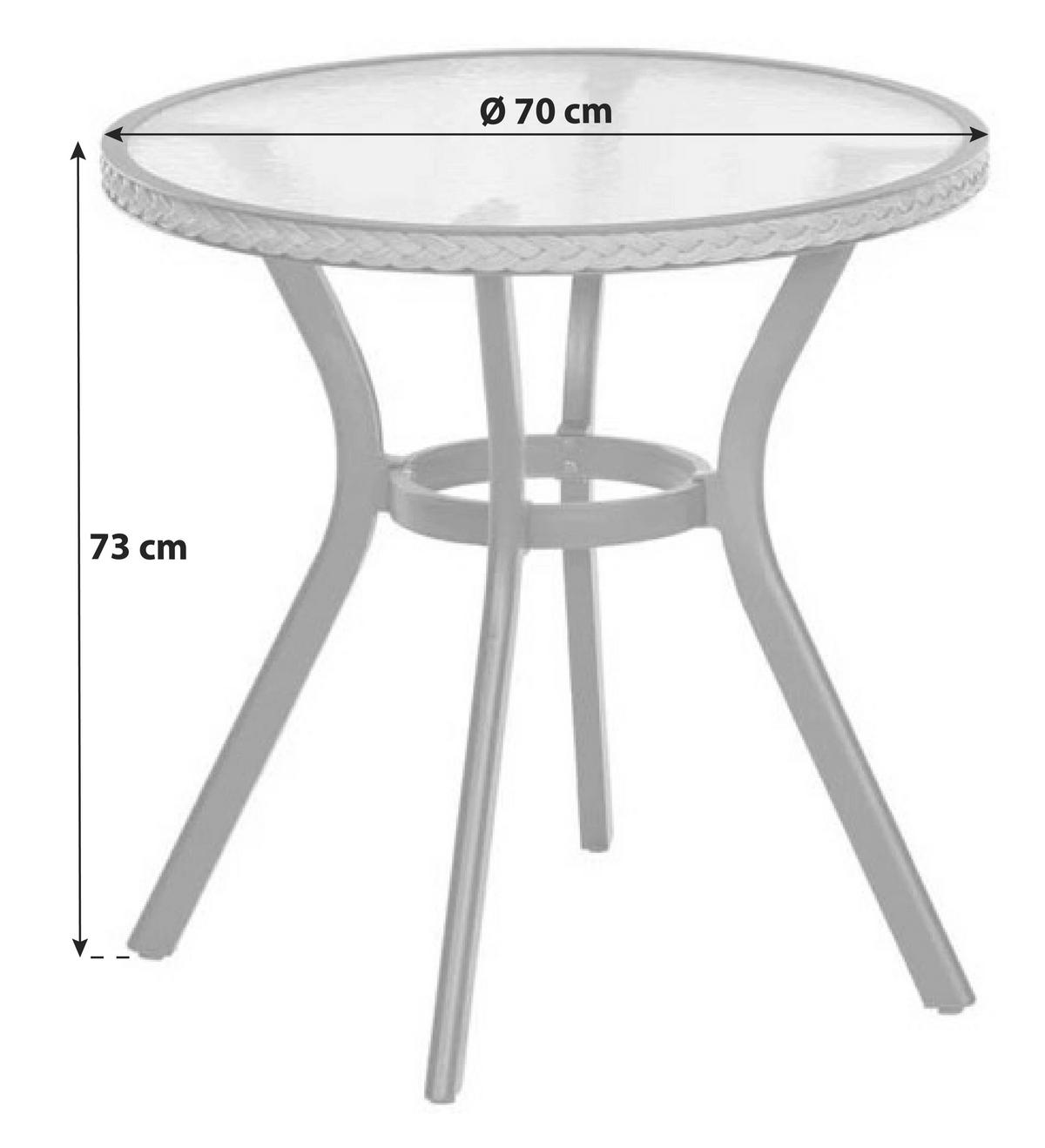 Vrtna Miza Ravenna Ravenna - barve grafita/naravne barve, Romantika, kovina/steklo (70cm) - Gardenson
