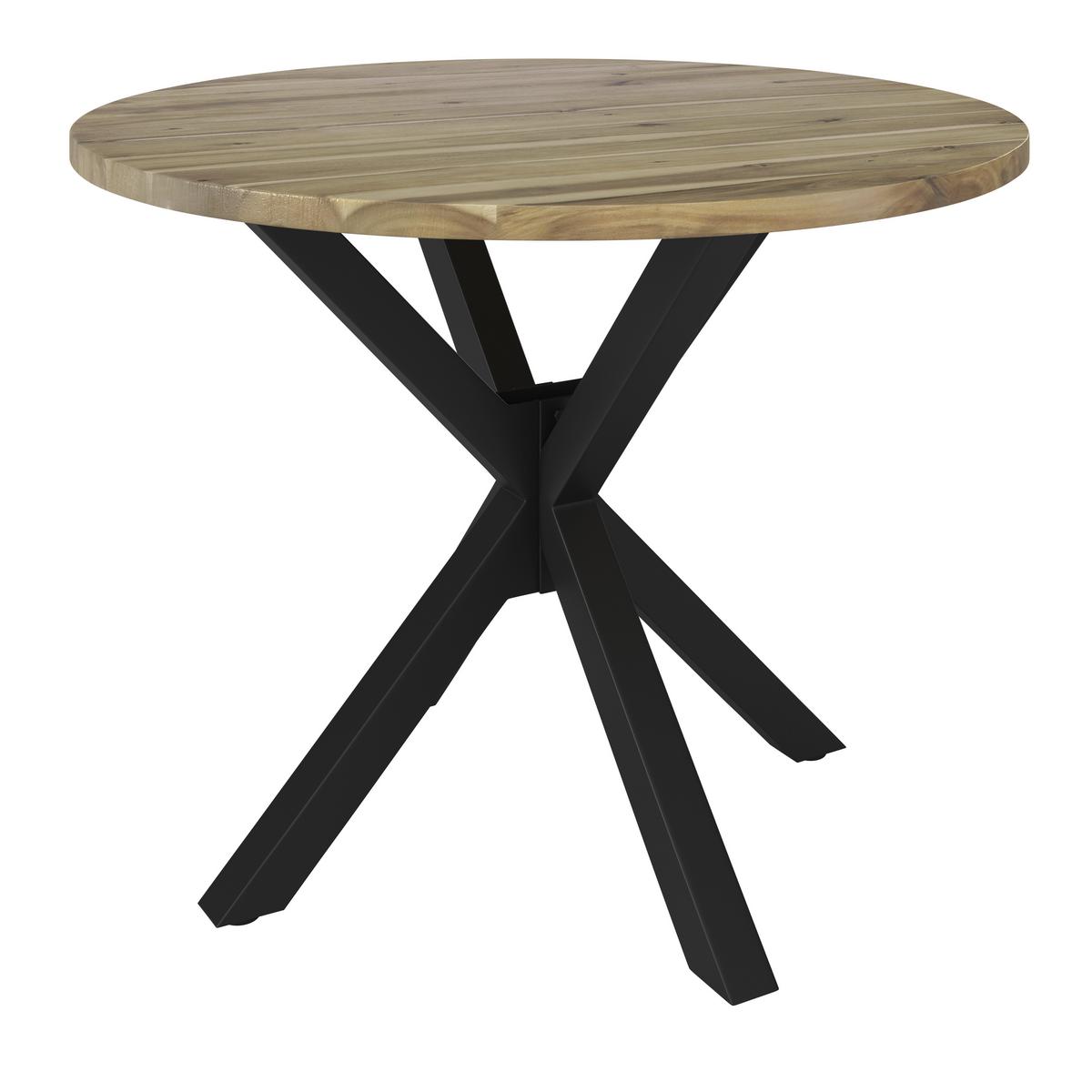 Esstisch rund Gemma Akazie massiv Ø ca. 100 cm - Schwarz/Akaziefarben, MODERN, Holz/Metall (100/76cm) - Bessagi Home