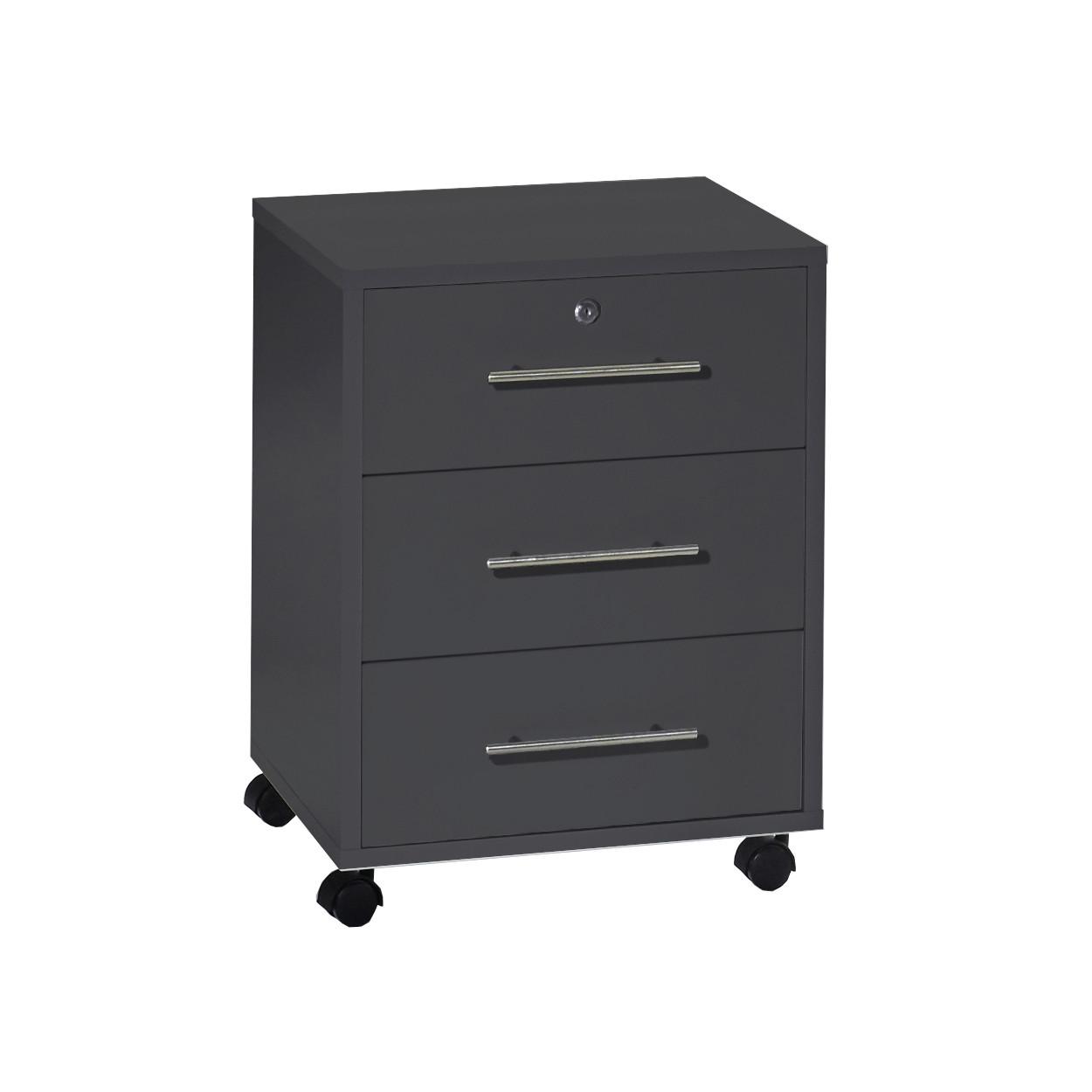 ROLLCONTAINER OFFICE EDITION - Anthrazit/Silberfarben, LIFESTYLE, Holzwerkstoff/Metall (44/58/40cm) - MID.YOU