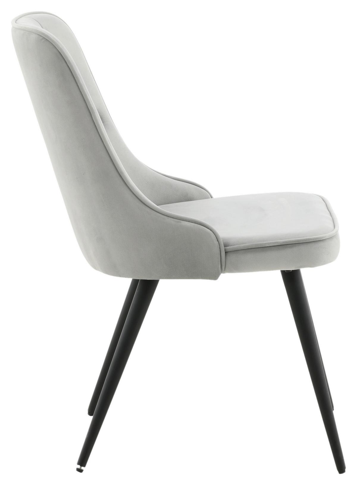 STUHL-SET VELVET DELUXE - Hellgrau/Schwarz, Design, Kunststoff/Textil (50/88,5/66cm) - Livetastic