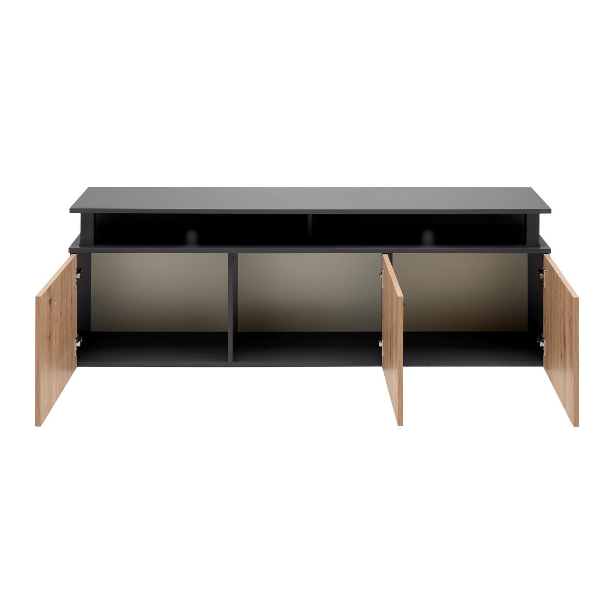 Lowboard Montana Anthrazit/Eiche Artisan - Anthrazit/Schwarz, MODERN, Holzwerkstoff/Kunststoff (160/56/38cm) - Mömax